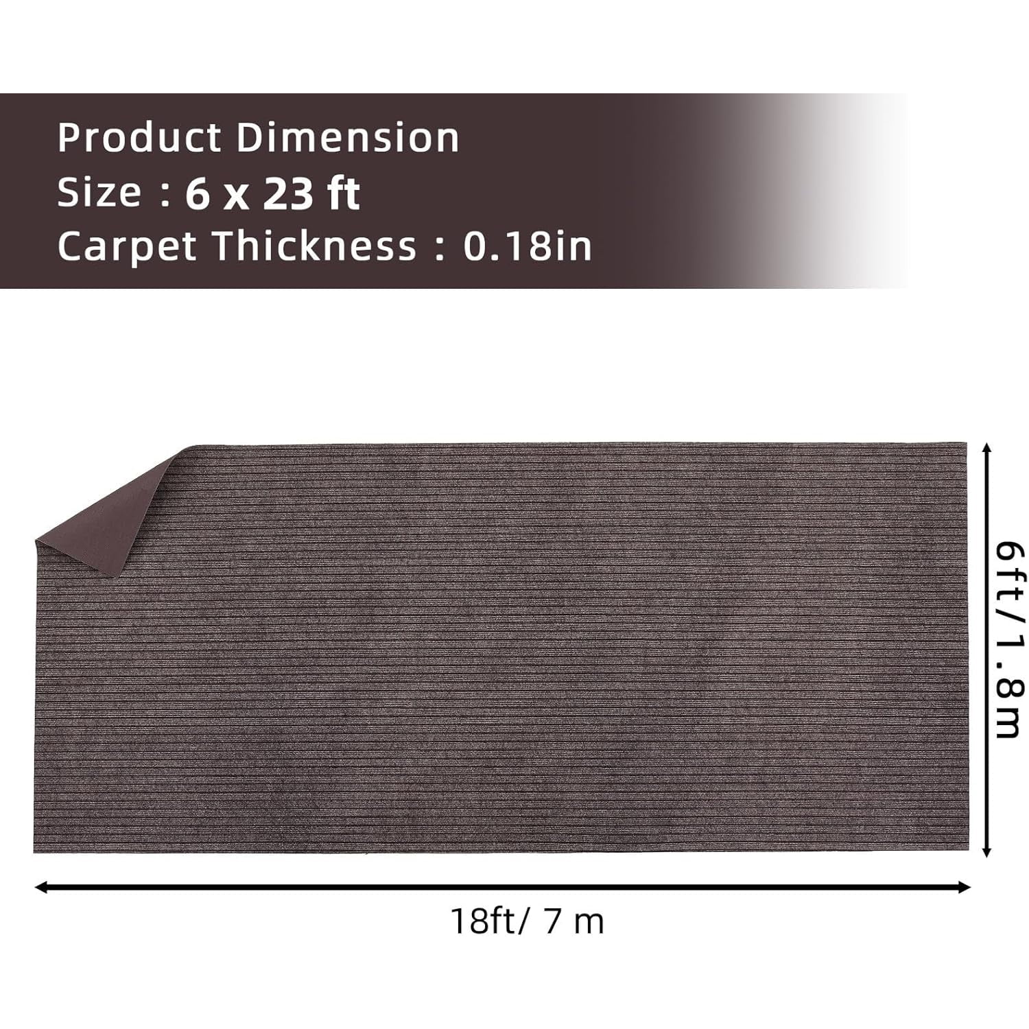 M optimized Marine Carpet, 6FT*23FT Boat Carpet Rugs,for Outdoor Patio Deck, Camping, TPR Non-Slide, Water-Proof, Stripe Brown