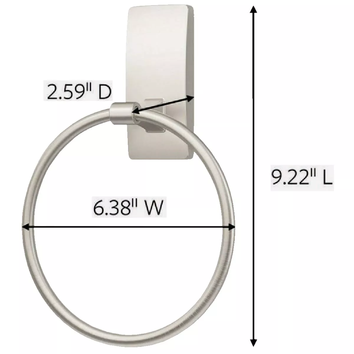 Command Bath Satin Nickel Adhesive Towel Ring, 2 Strips