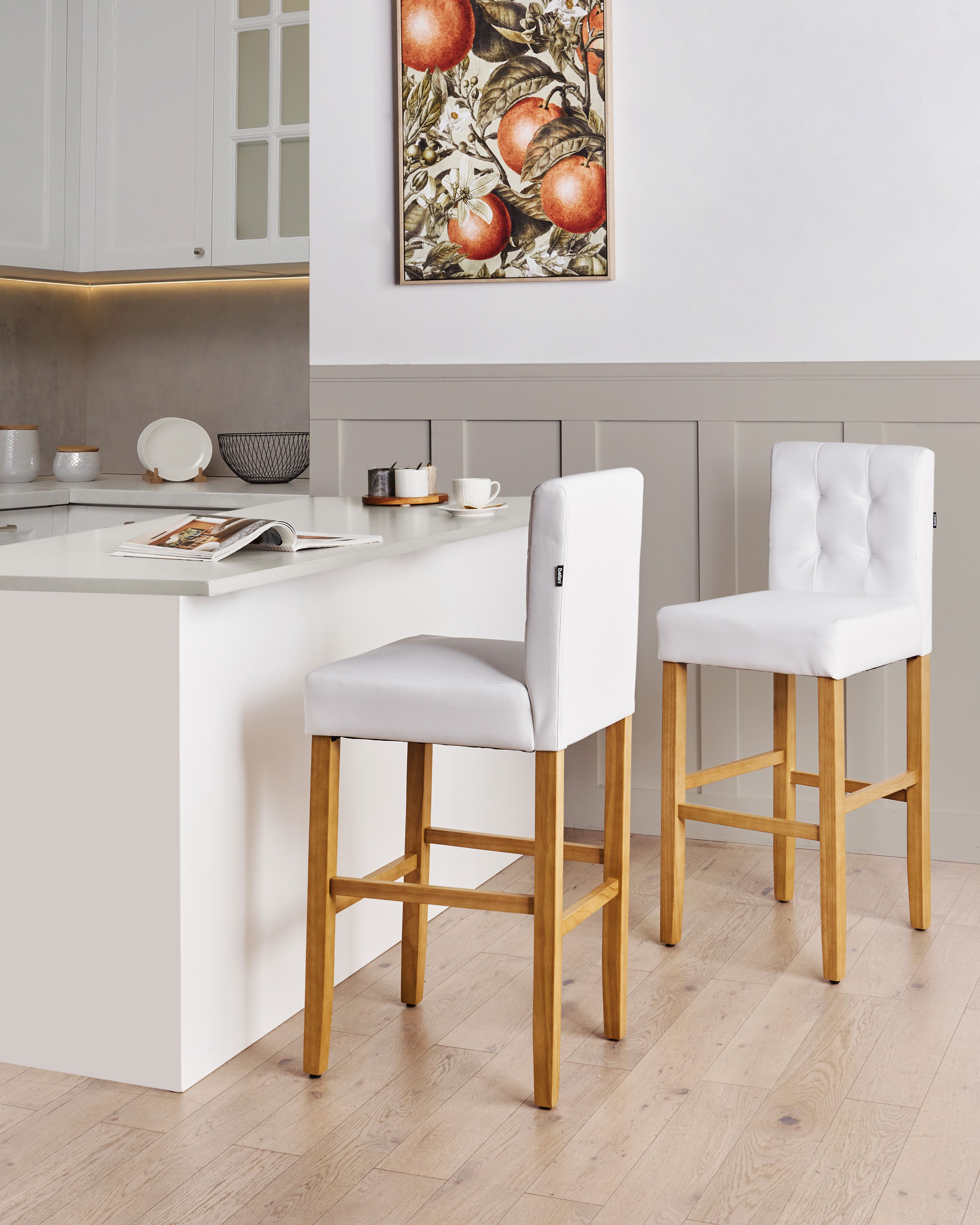 Set of 2 Bar Chairs MADISON Faux Leather Off-White