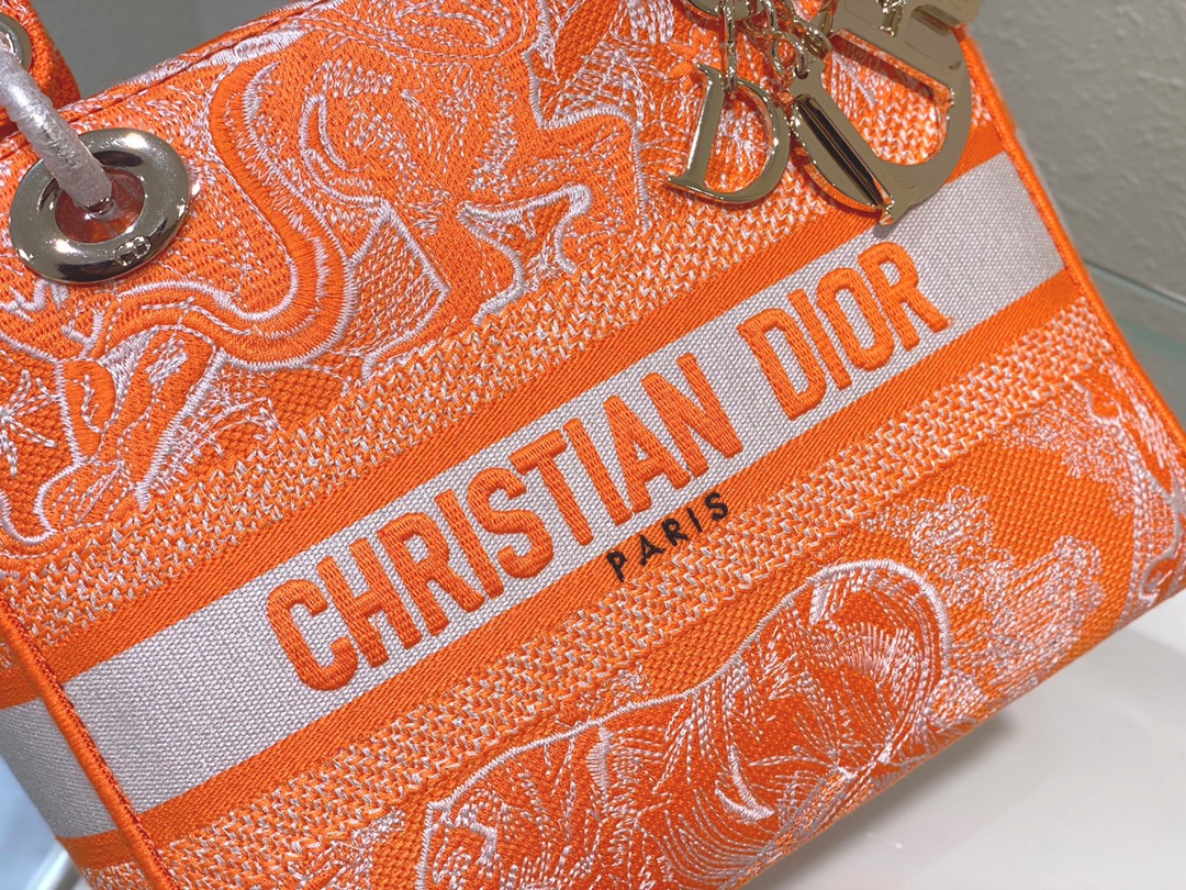 Christian Dior Medium Lady D-Lite Bag Orange, For Women, Women’s Handbags 24cm/9.5in CD M0565OROC_M0571:1High-quality replica