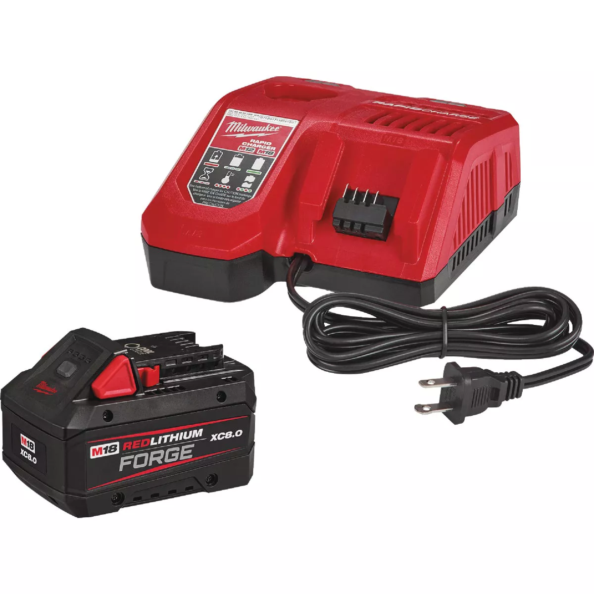 Milwaukee M18 REDLITHIUM FORGE Lithium-Ion High Output XC 8.0 Ah Battery Pack & Charger Starter Kit
