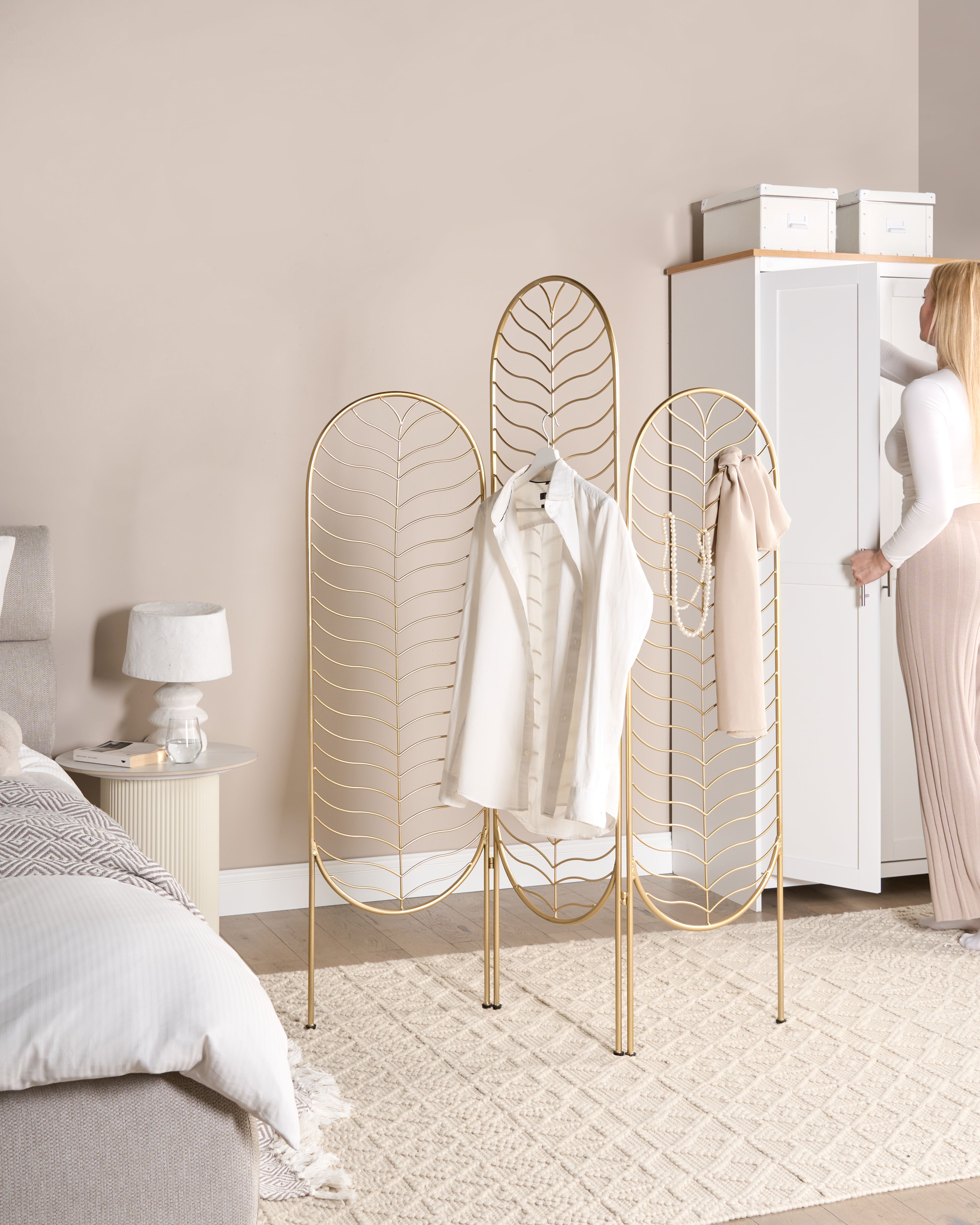 3 Panel Room Divider PESCIA Gold 120 cm 160 cm