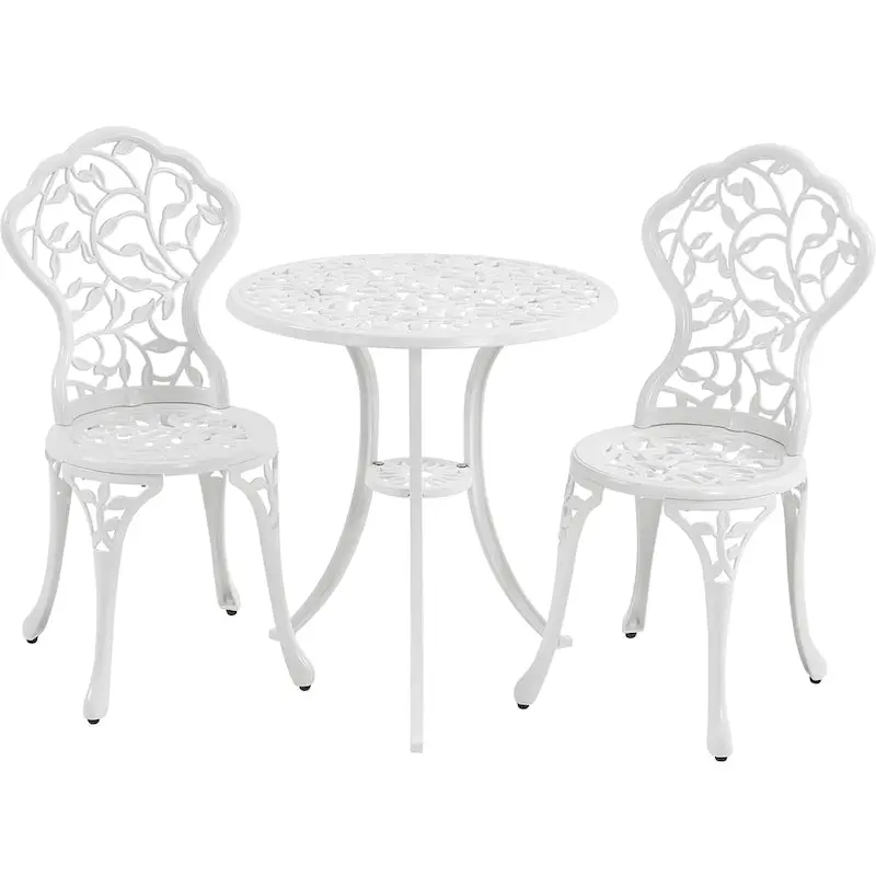 Yaheetech 3-Piece Aluminum Patio Bistro Set With 2 Chairs And Table - Antique Finish - Image 4 Yaheetech 3-Piece Aluminum Patio Bistro Set With 2 Chairs And Table - Antique Finish - Image 4