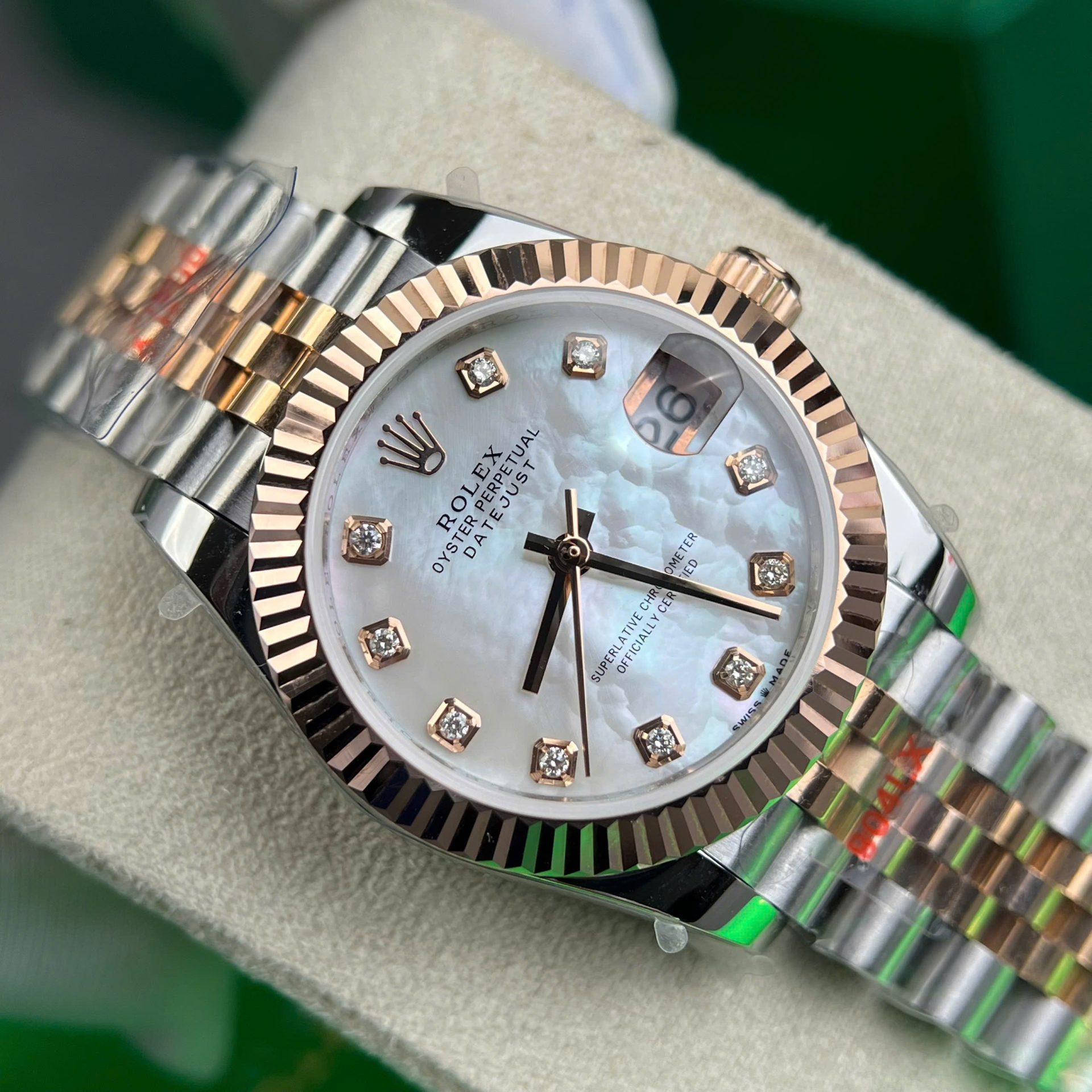 Rolex DateJust Replica Watch Gold Wrapped + MOP Dial Natural Diamond Markers GM Factory 31mm - Top club