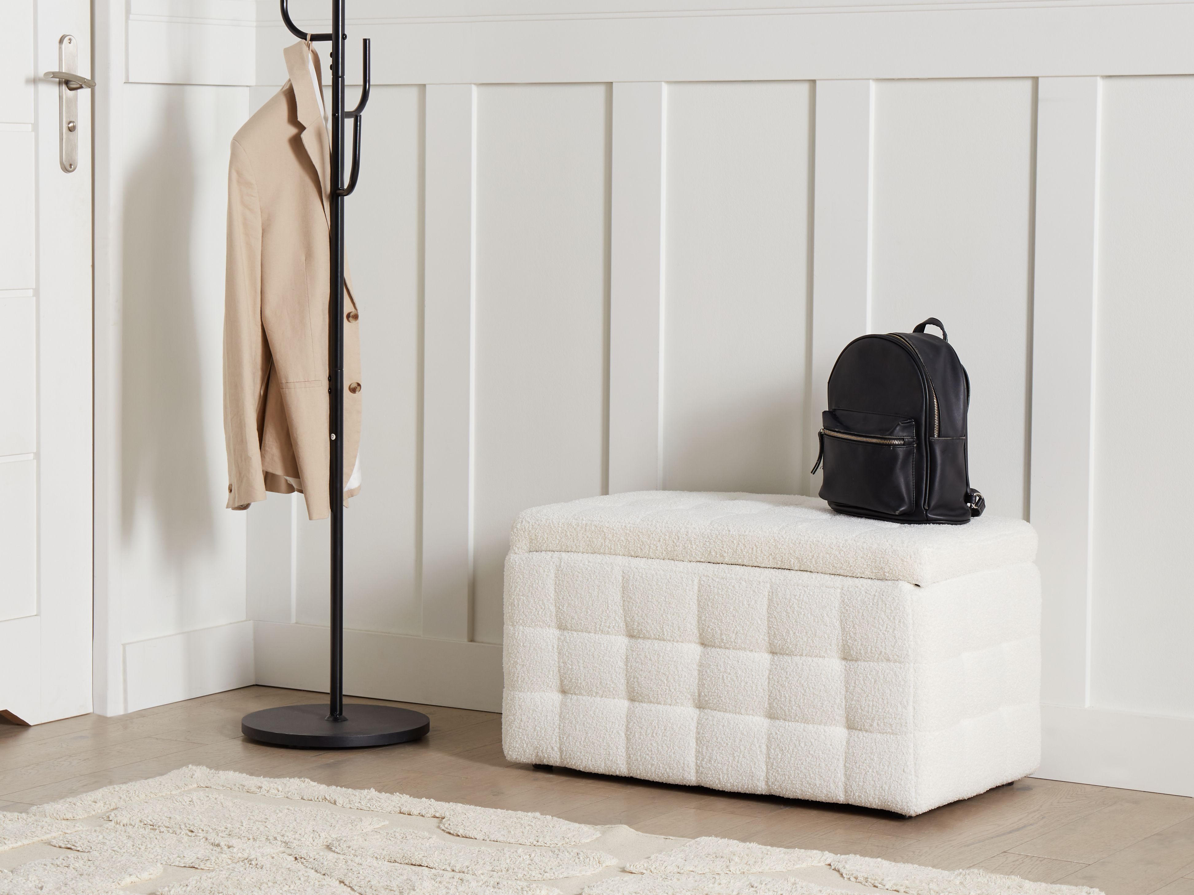 Storage Ottoman MICHIGAN Boucle White