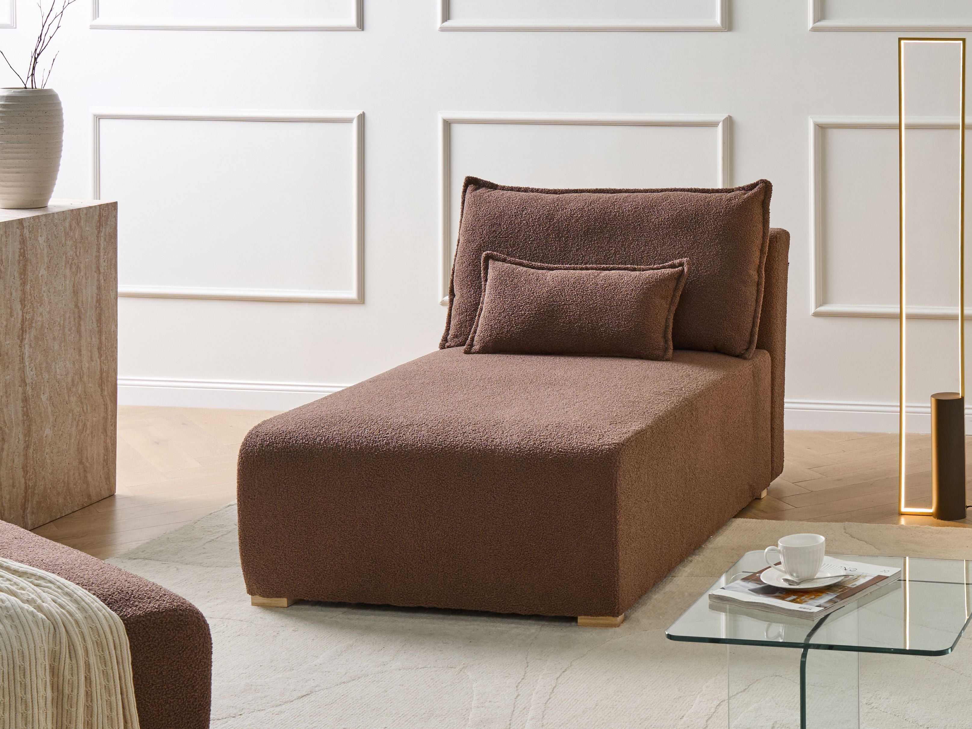 Chaise Longue NERBO Boucle Brown