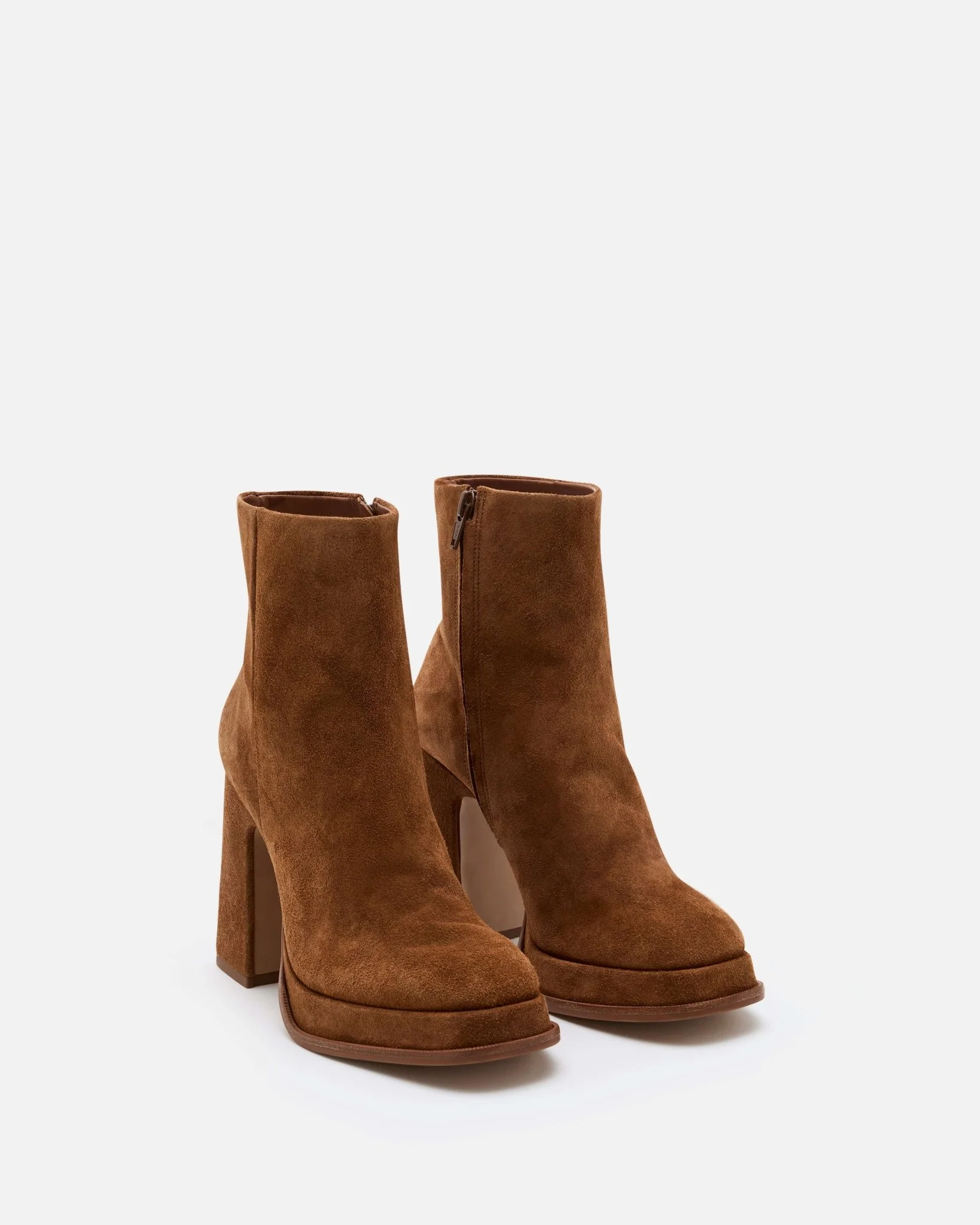 BOTTINES KATYA/VEL - En cuir velours cognac