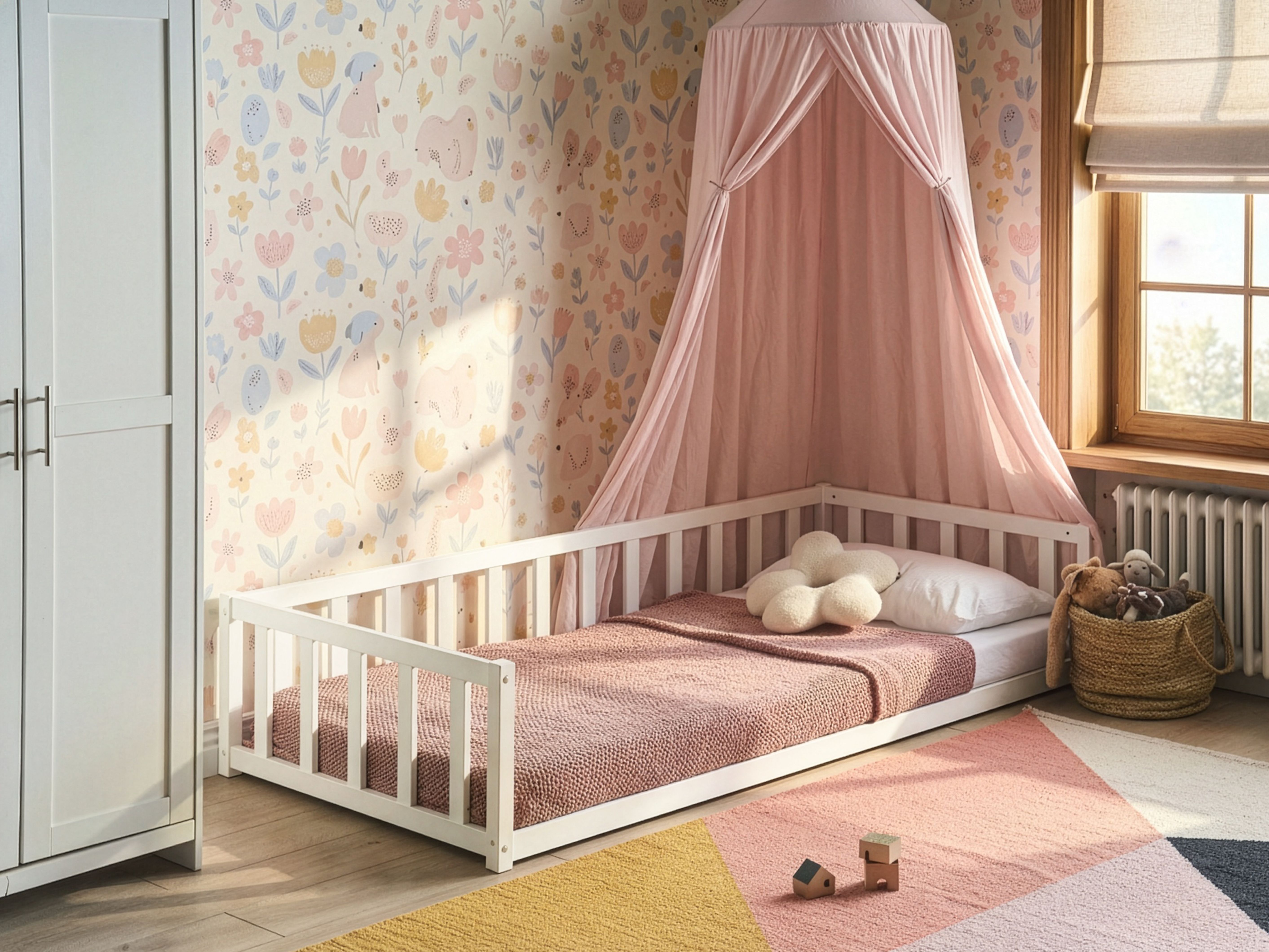 Kids Bed Pine Wood AURIBEAU 90 x 200 cm (EU Single) White