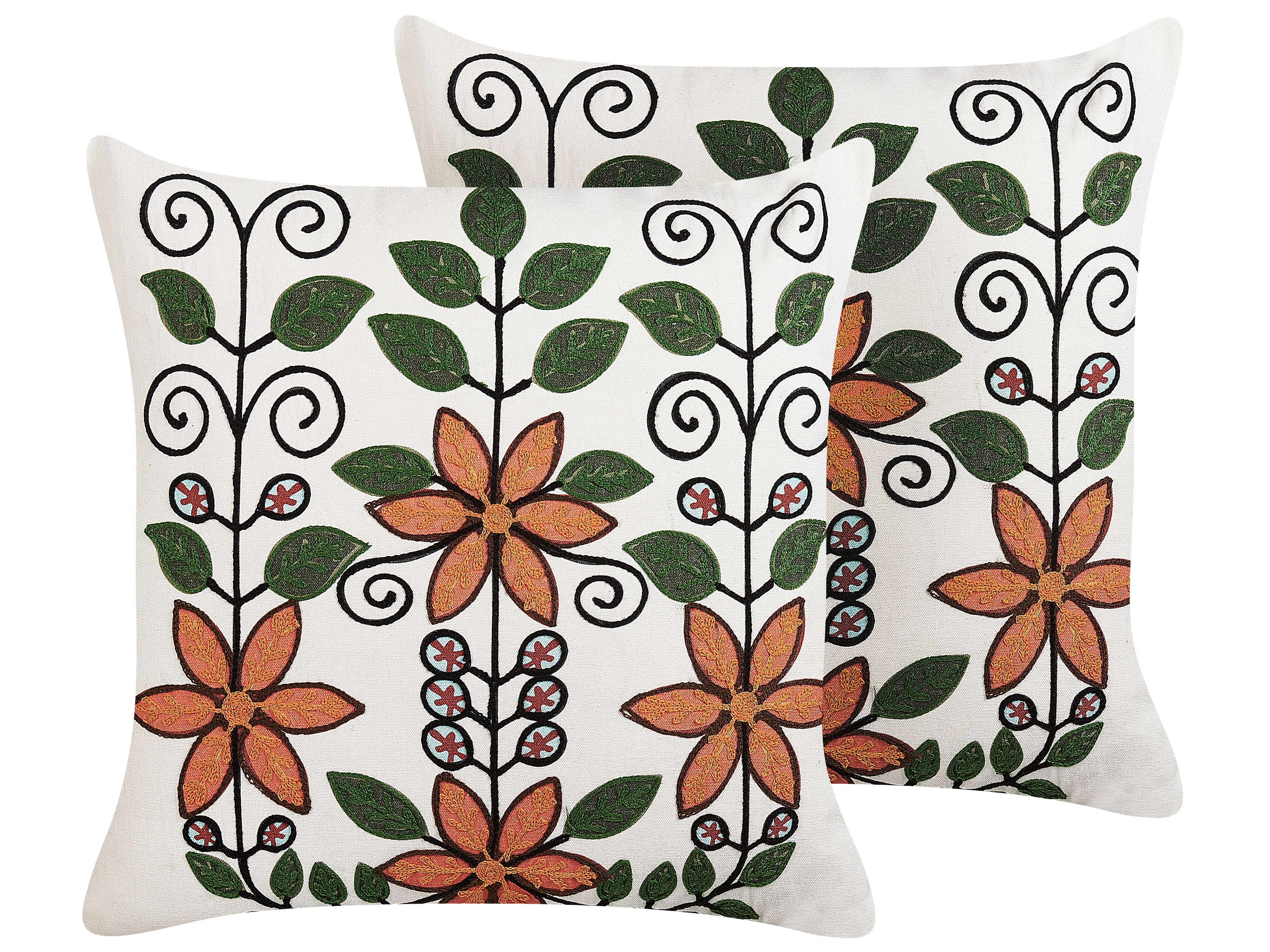 Set of 2 Decorative Cushions VELLORE Cotton 50 x 50 cm Multicolour Floral Pattern