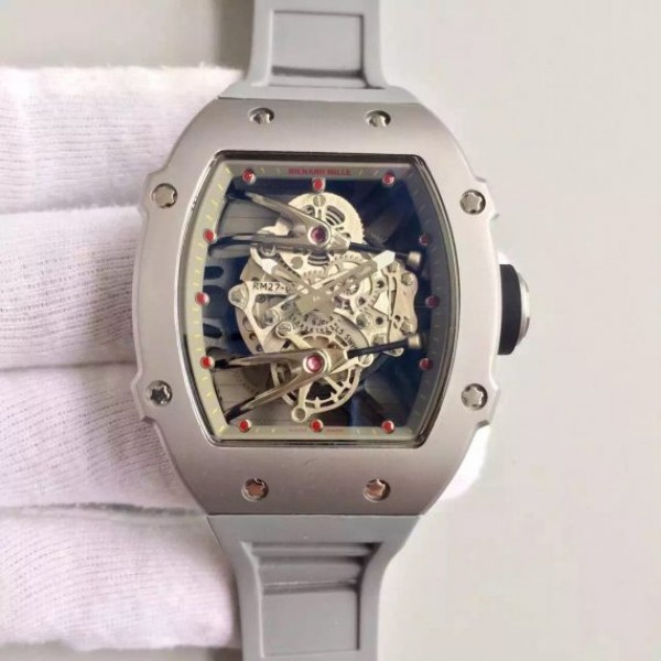 Replica Richard Mille RM027 SS Skeleton Dial Gray Rubber Strap 6T51 - Top club