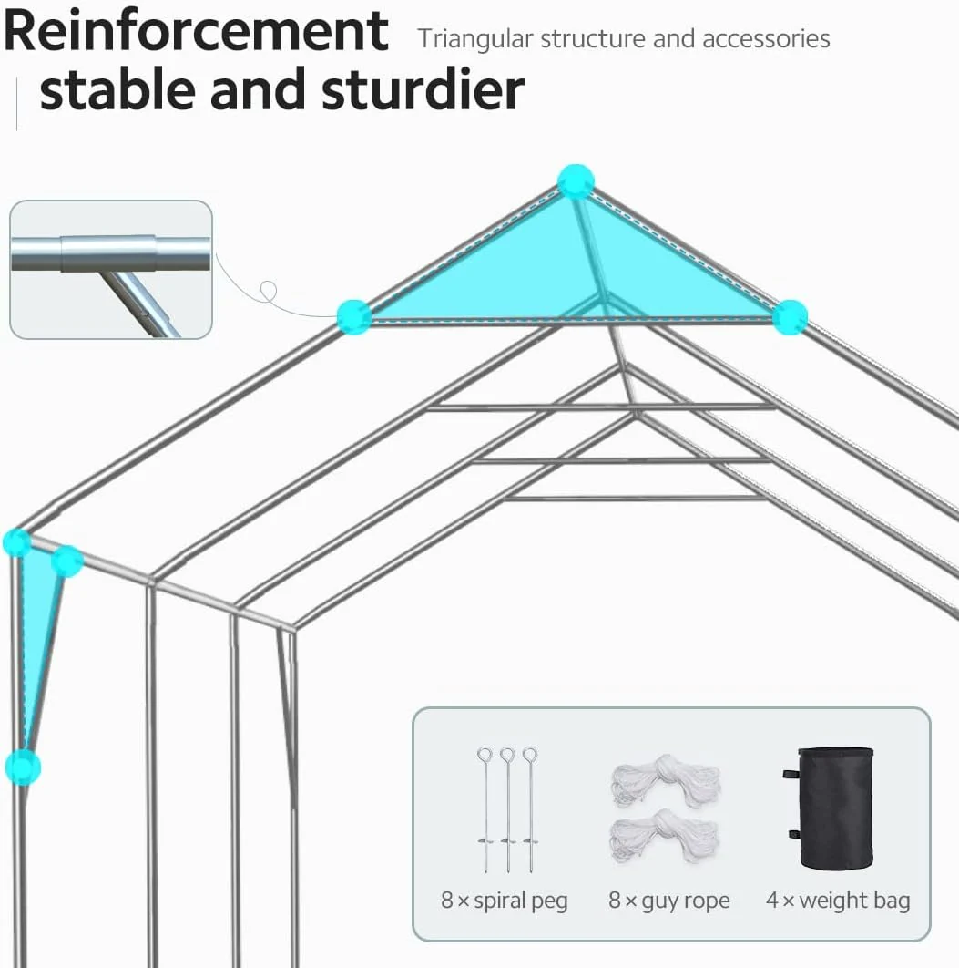ADVANCE OUTDOOR Heavy Duty 12x20 ft Carport Canopy Garage, Gray - Image 3 ADVANCE OUTDOOR Heavy Duty 12x20 ft Carport Canopy Garage, Gray - Image 3