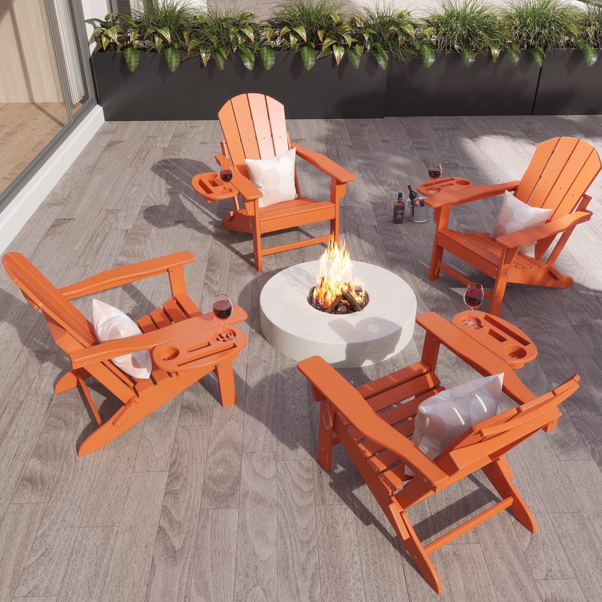 FOOWIN HDPE Plastic Adirondack Chairs Set of 4, Black - Image 9