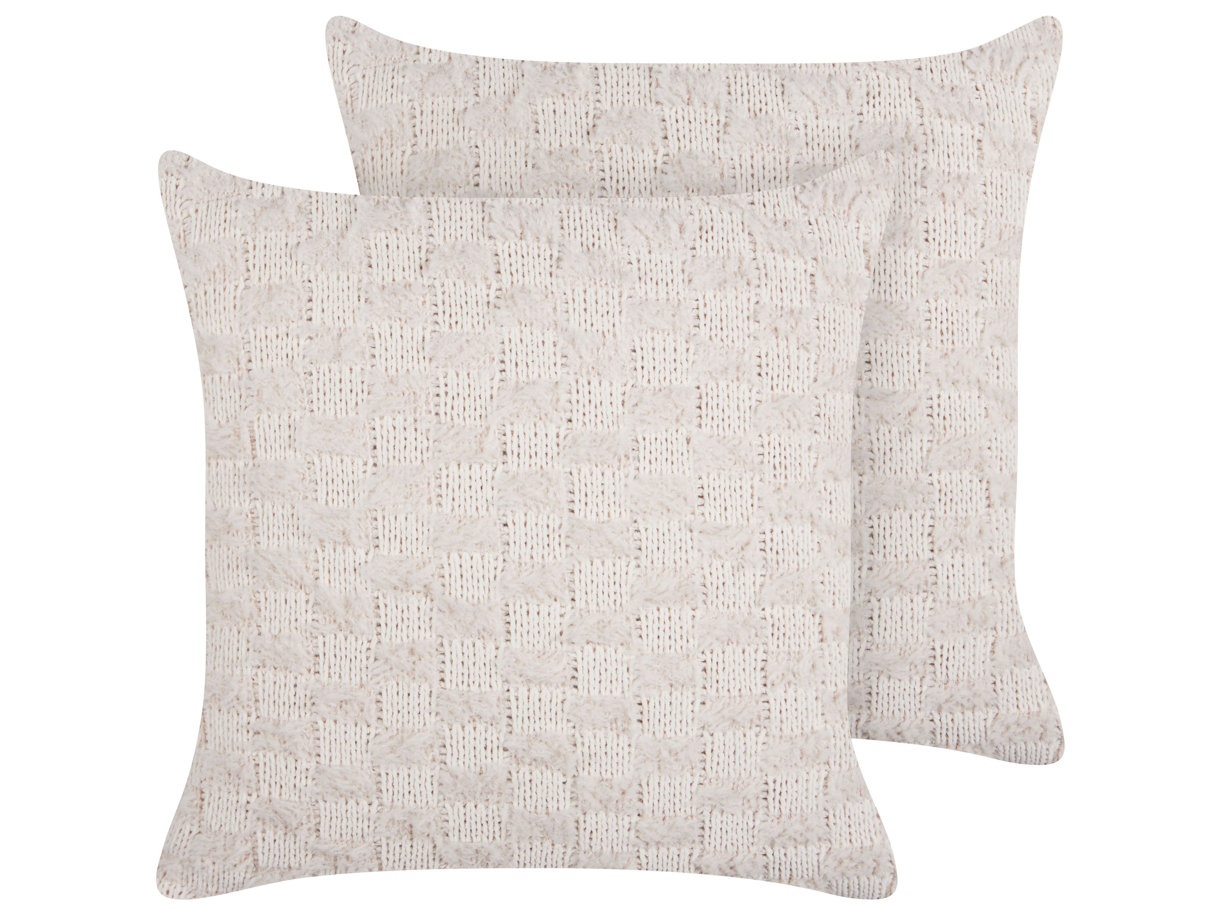 Set of 2 Decorative Cushions BASALIM 45 x 45 cm Beige Solid