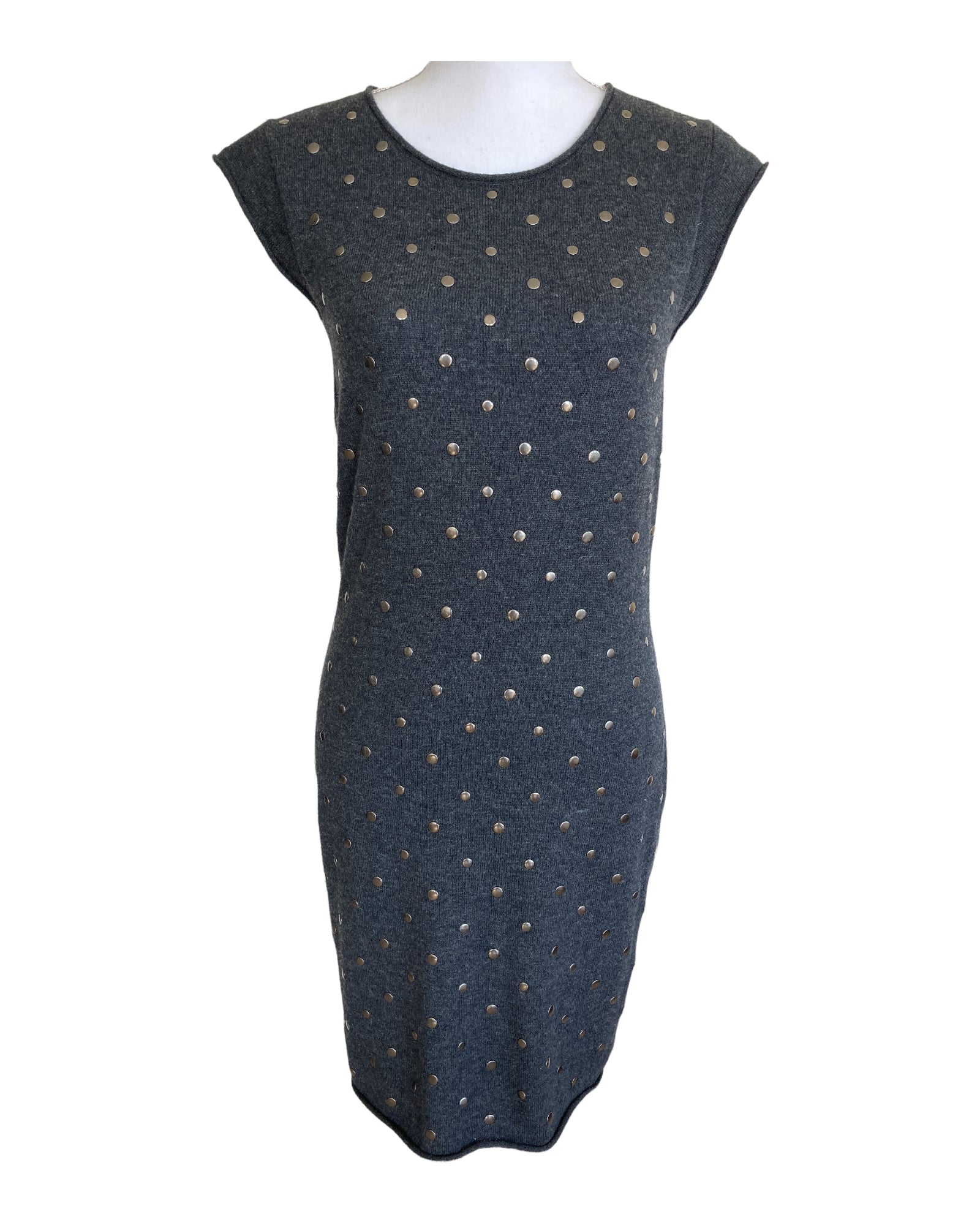 Alice + Olivia Charcoal Cap Sleeve Stud Sweater Dress, L