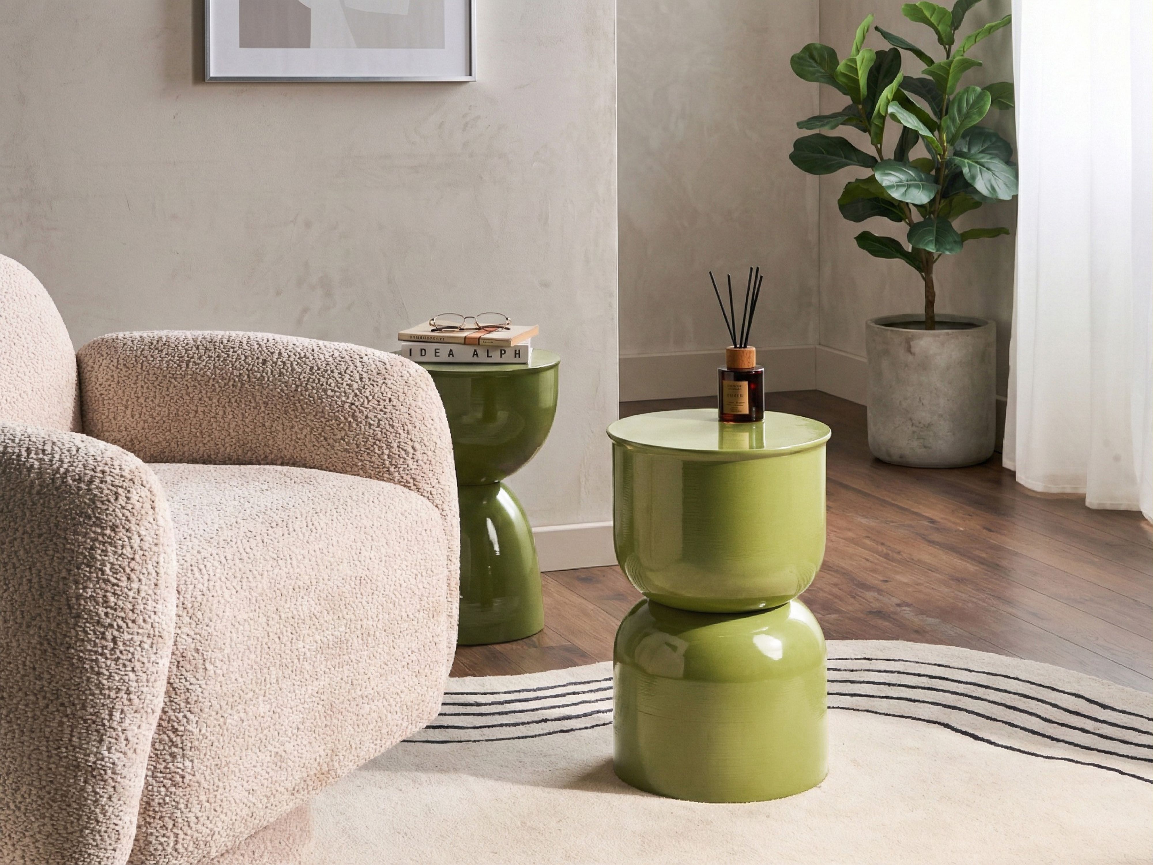 Side Table LETTA Metal Olive Green