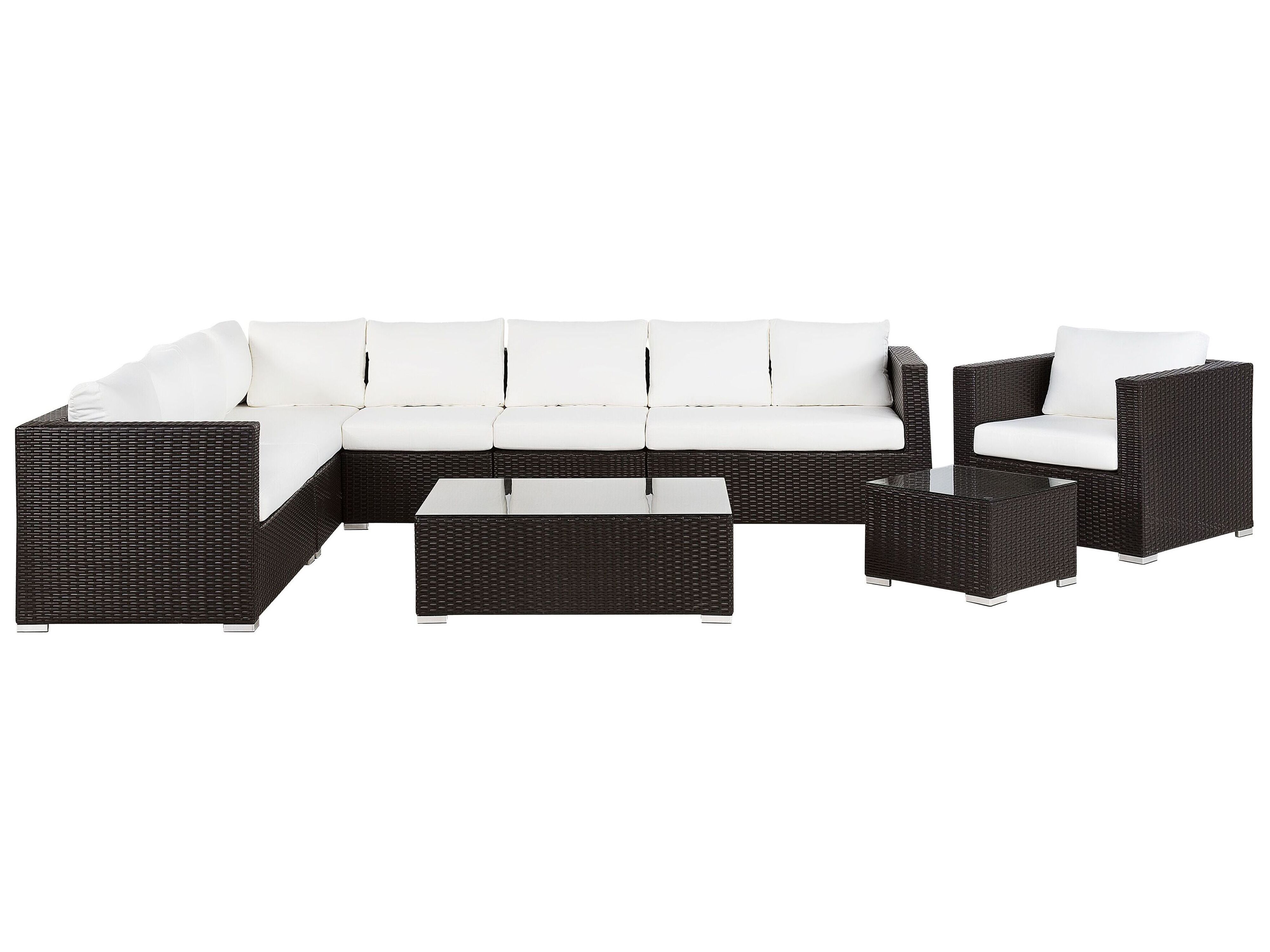 Garden Lounge Set with Table 8 Seater XXL Right Hand Modular PE Rattan Dark Brown