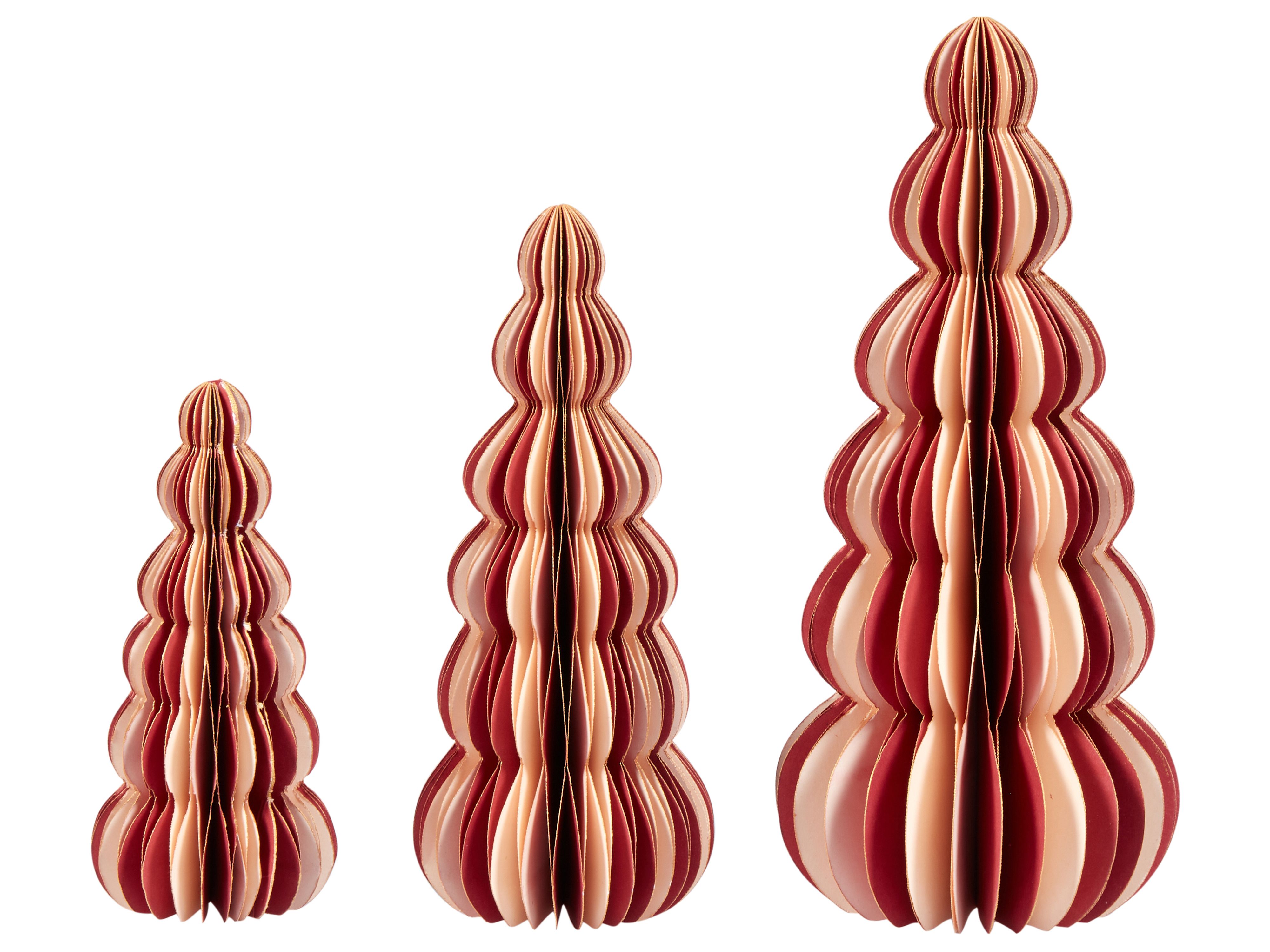 Set of 3 Figurines DHAULAGIRI Christmas Tree 15/20/25 cm Red
