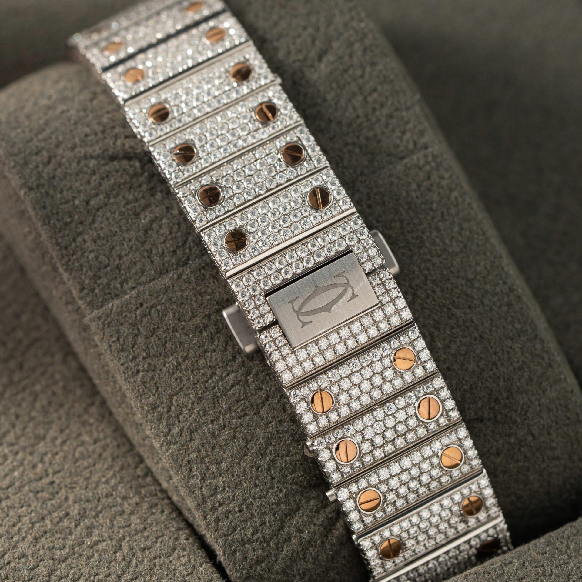 Cartier Santos Replica Watch With Full Diamond Moissanite Hong Kong 35mm - Top club