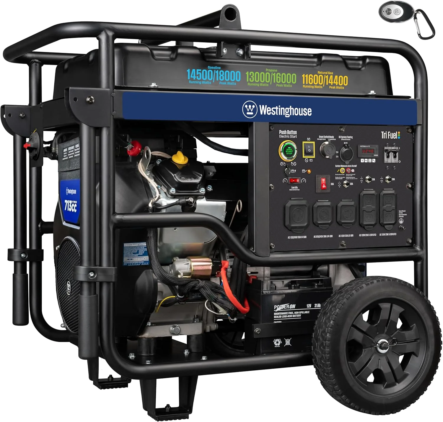 Westinghouse Tri-Fuel Portable Generator 18 000 Peak Watt - WGen14500TFc Westinghouse Tri-Fuel Portable Generator 18 000 Peak Watt - WGen14500TFc