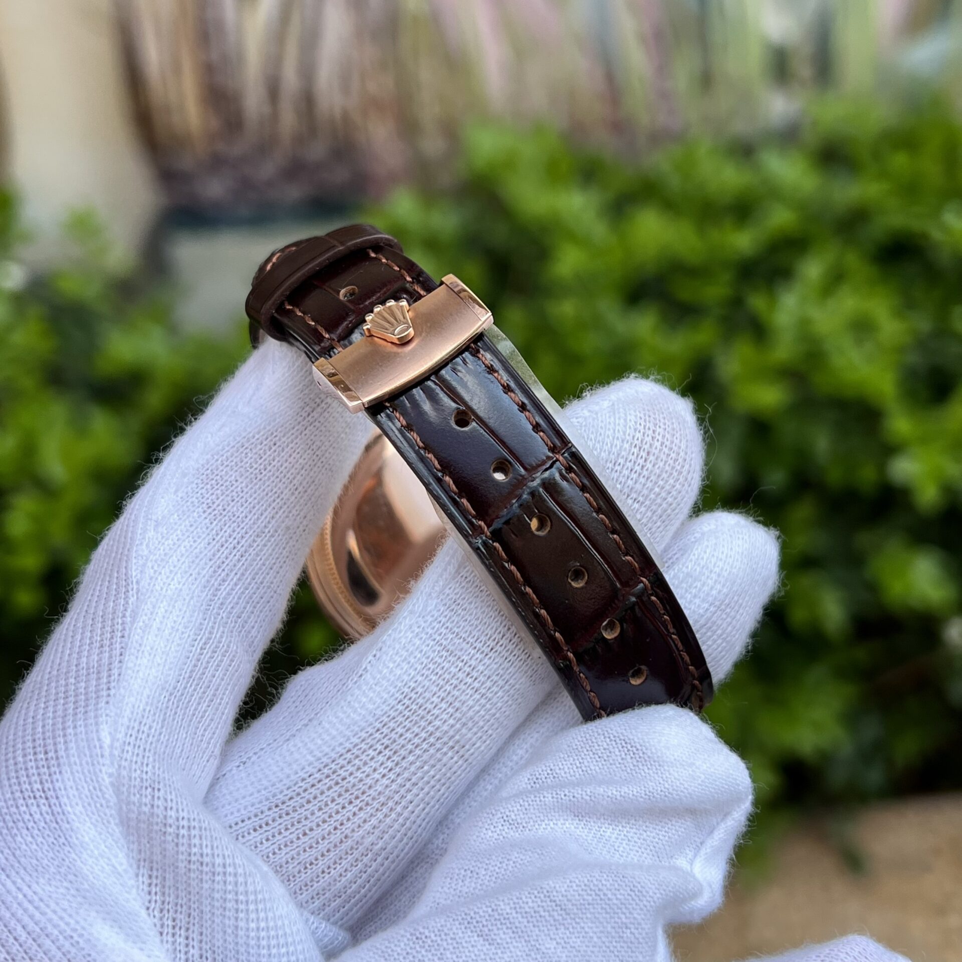 Rolex Replica 11 Watch Cellini Moonphase 50535 Rose Gold Plated White Dial 39mm - Elite Watch Atelier