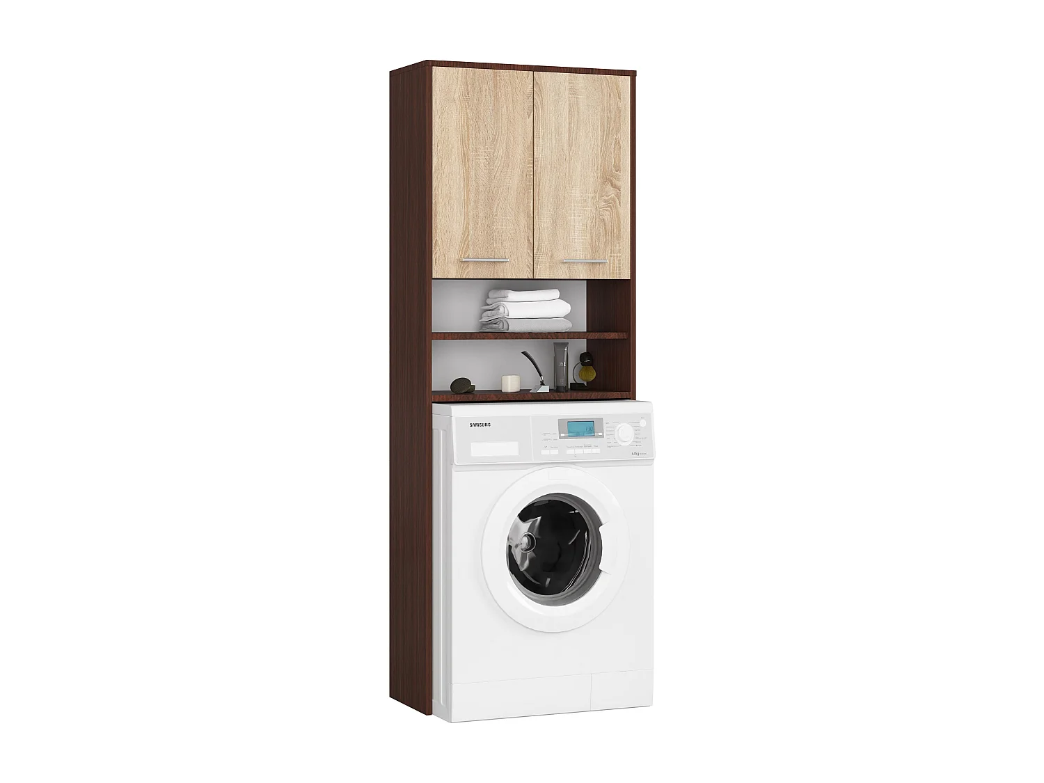 Meuble de rangement pour machine à laver, 2 portes, 64 x 30 x 190 cm