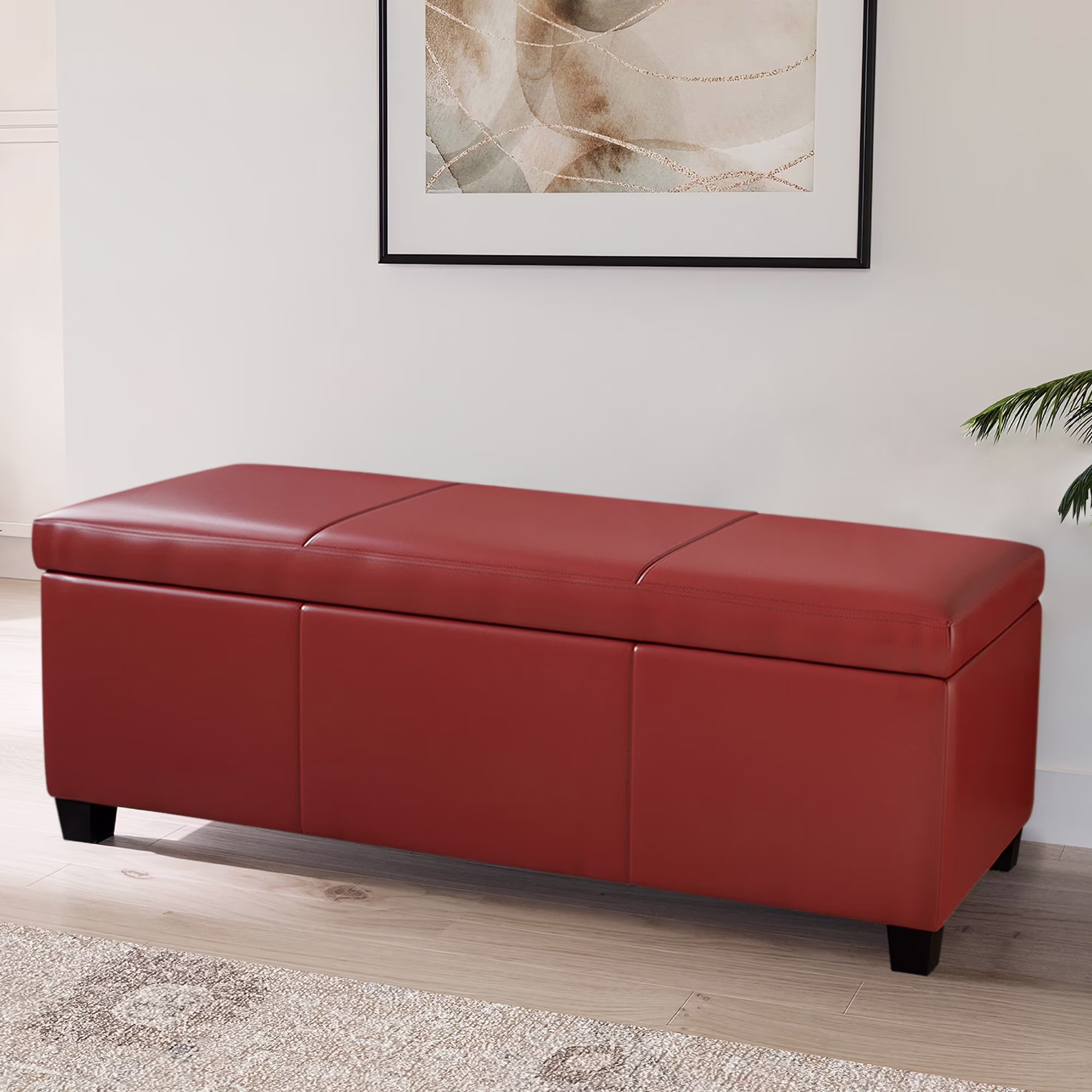 BELLEZE Storage Ottoman Bench Footstool - Amherst (Beige) - Image 11
