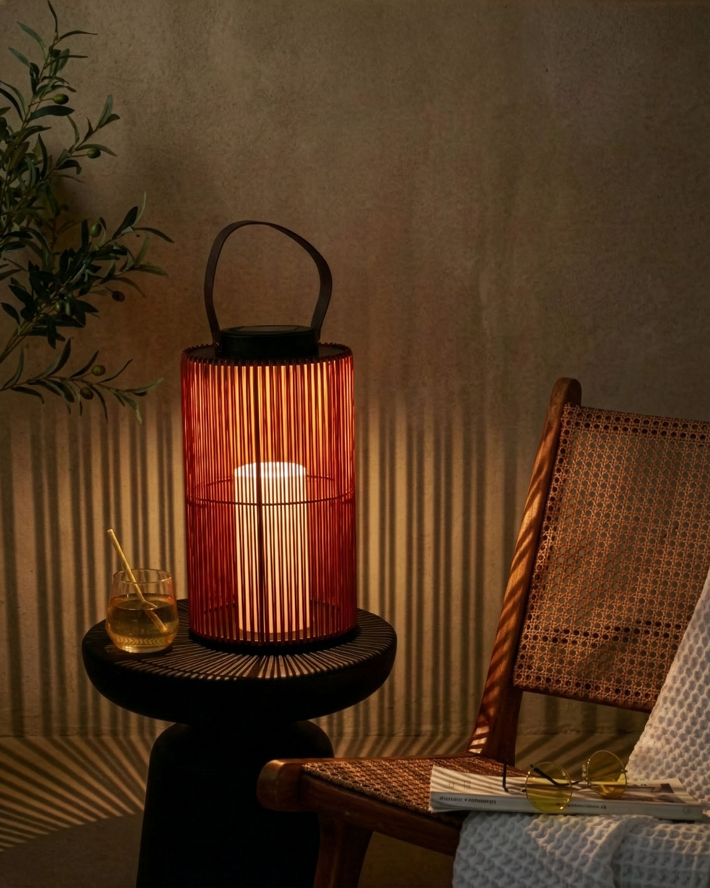 Solar Powered Lantern MACHILI 53 cm Brown
