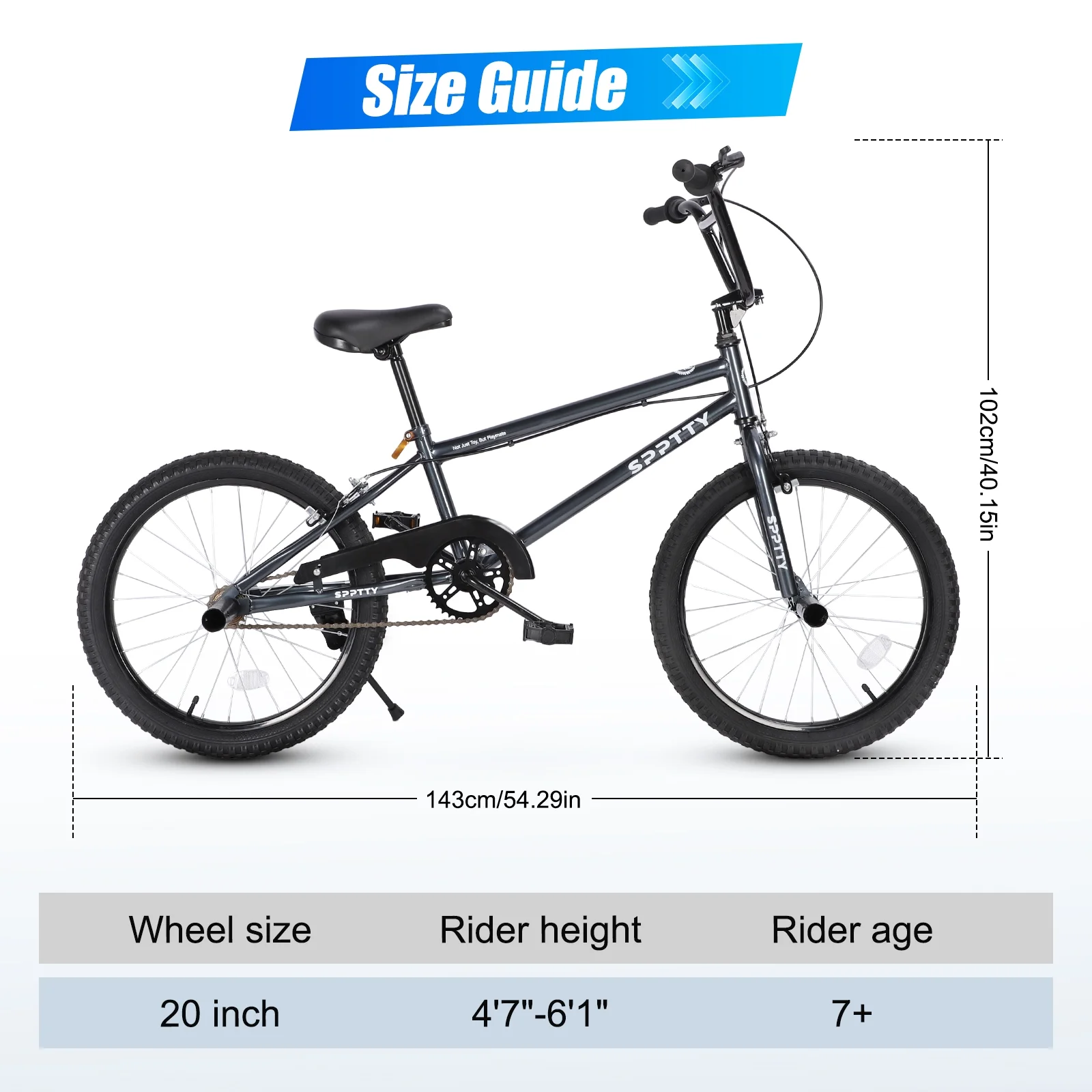SPPTTY 20" Freestyle BMX Bike with 4 Pegs,Kids Bicycle for Teen Beginner, Age 7-14 Years,Multicolor - Image 16