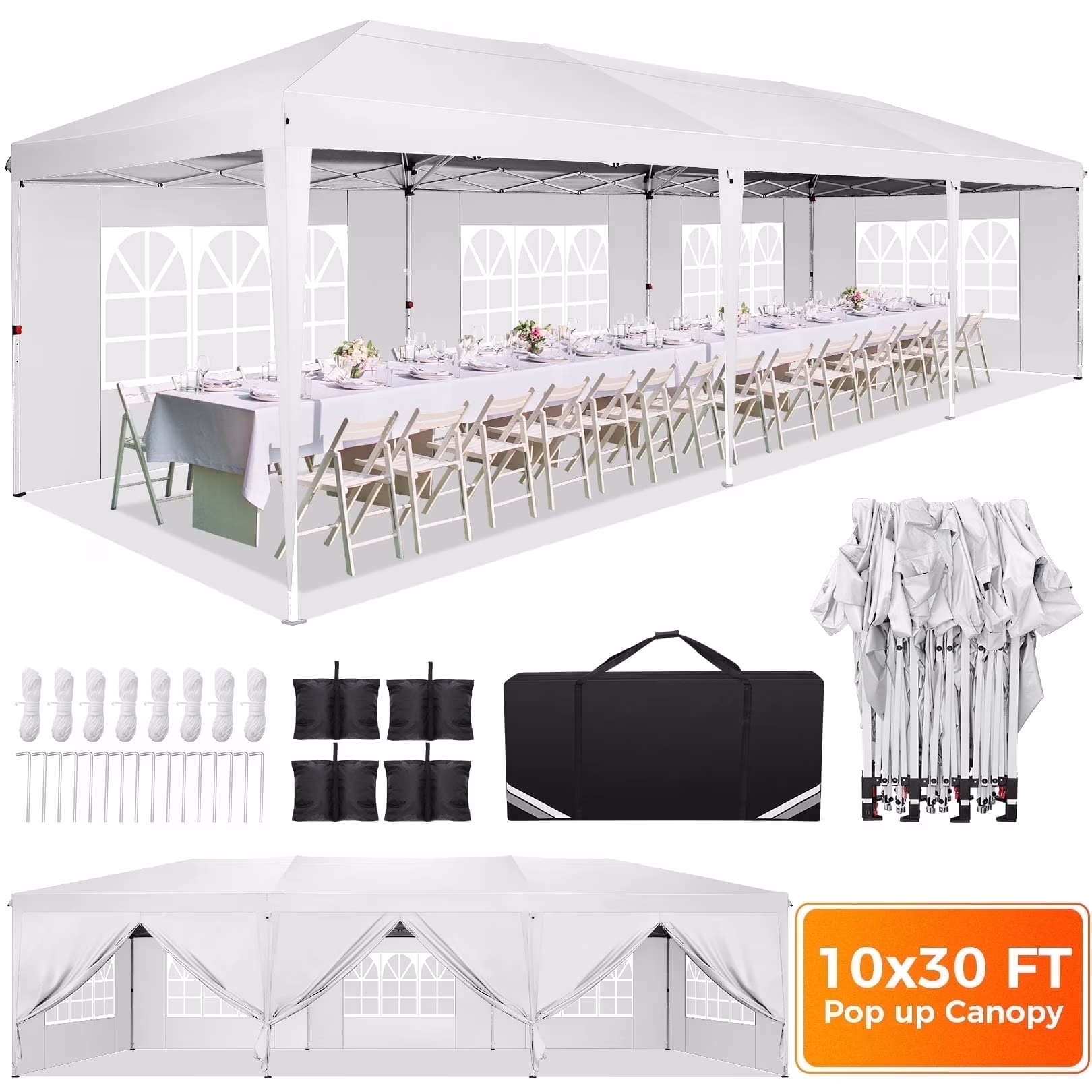 SANOPY 10'x10' EZ Pop Up Canopy Tent Outdoor Party Instant Shelter Portable Folding Beach Canopy with 4 Sandbag & Carrying Bag, Black - Image 7