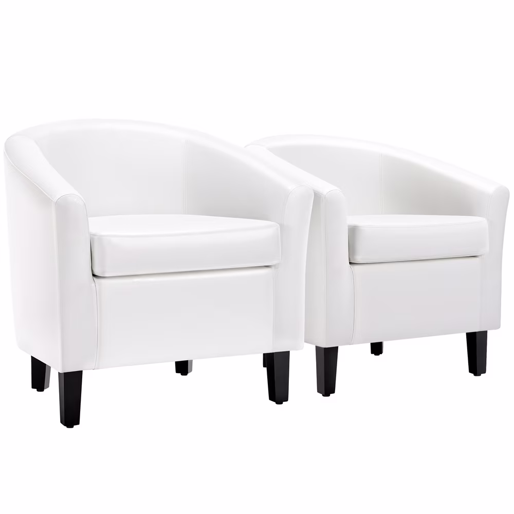 Renwick Faux Leather Barrel Accent Chair for Living Room, Set of 2, Black - Image 13