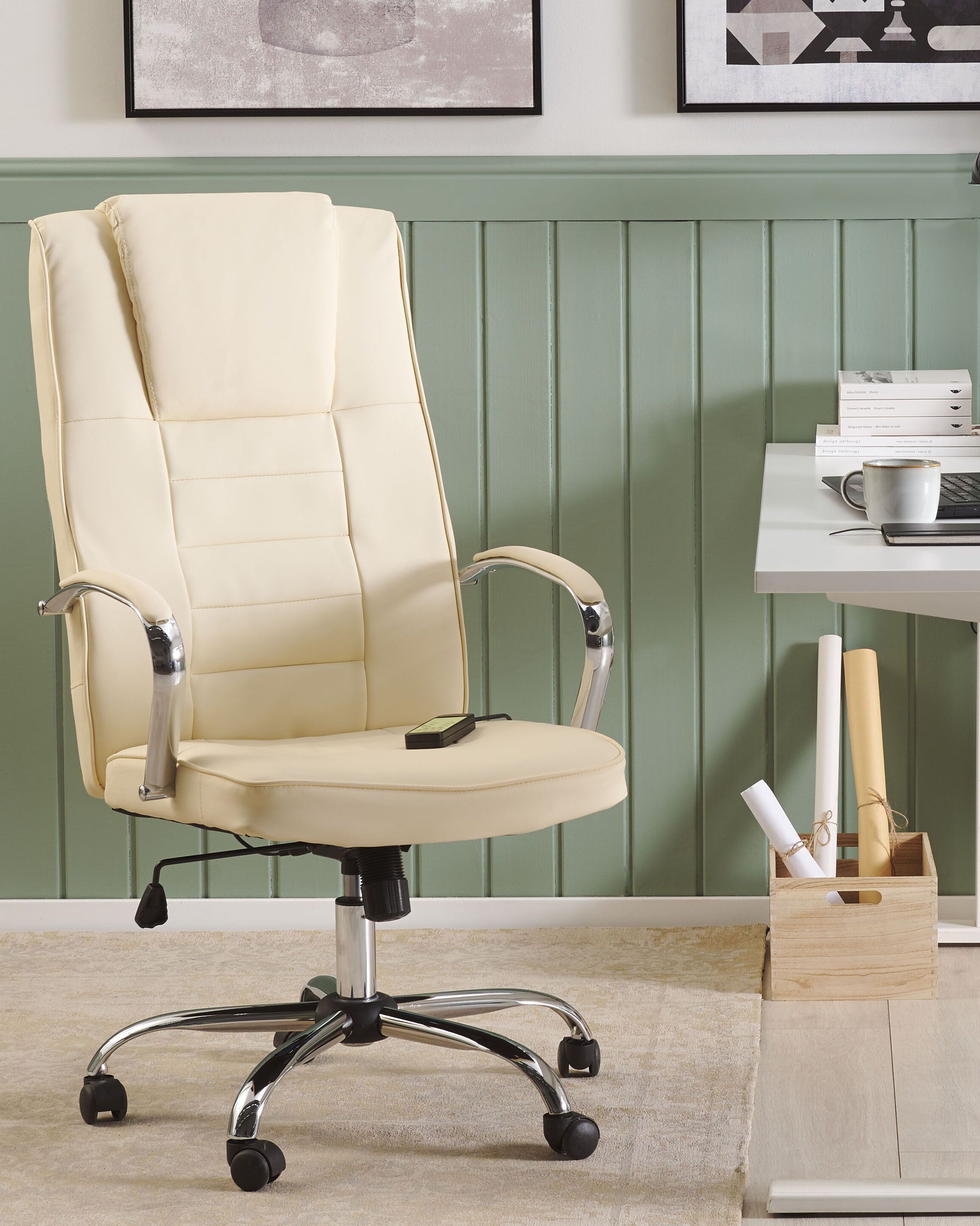 Massage Chair with Heating GRANDEUR Faux Leather Beige