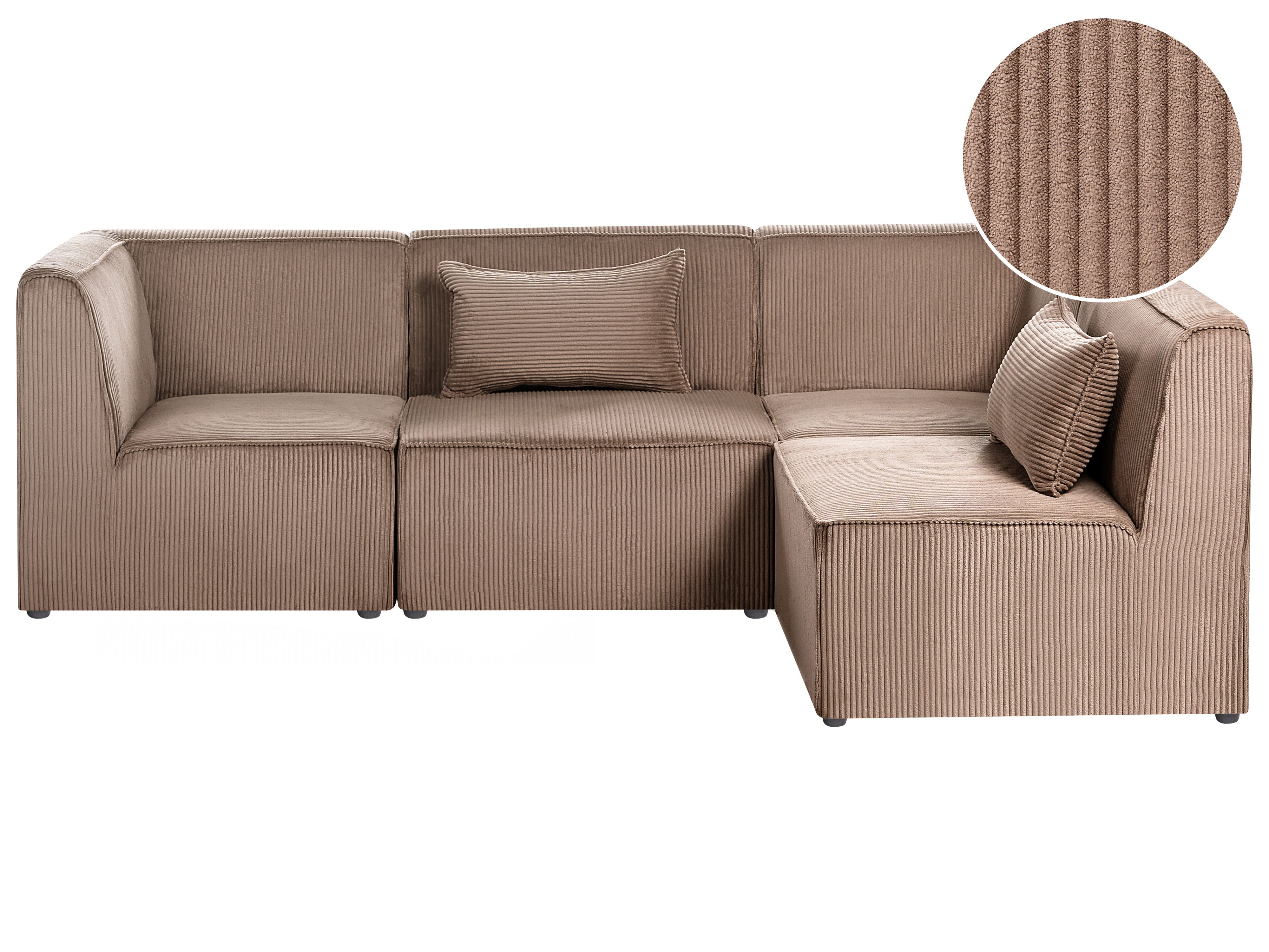 Modular Corner Sofa 4 Seater LEMVIG Corduroy Sand Beige Left Hand