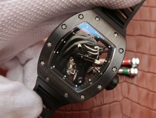 Replica Richard Mille RM52-02 Horse Unique Piece Real Ceramic Black Rubber Strap MIYOTA8215 - Elite Watch Atelier