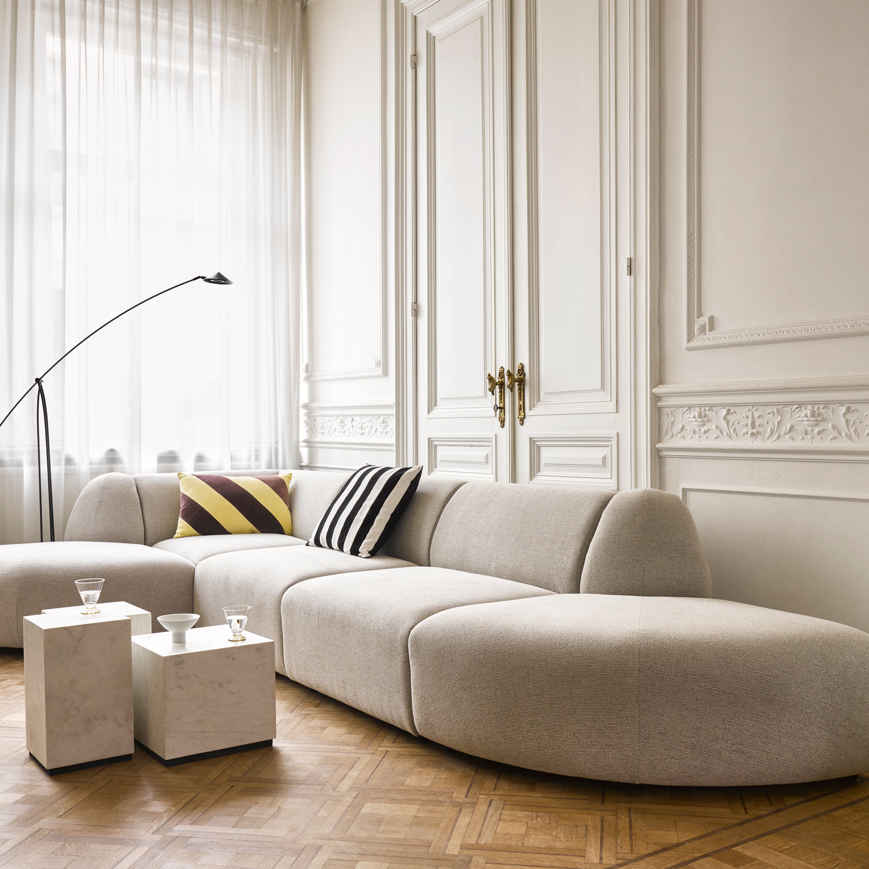 HKliving Jax Bank Element - Hocker - Geweven Stof - Naturel Melange