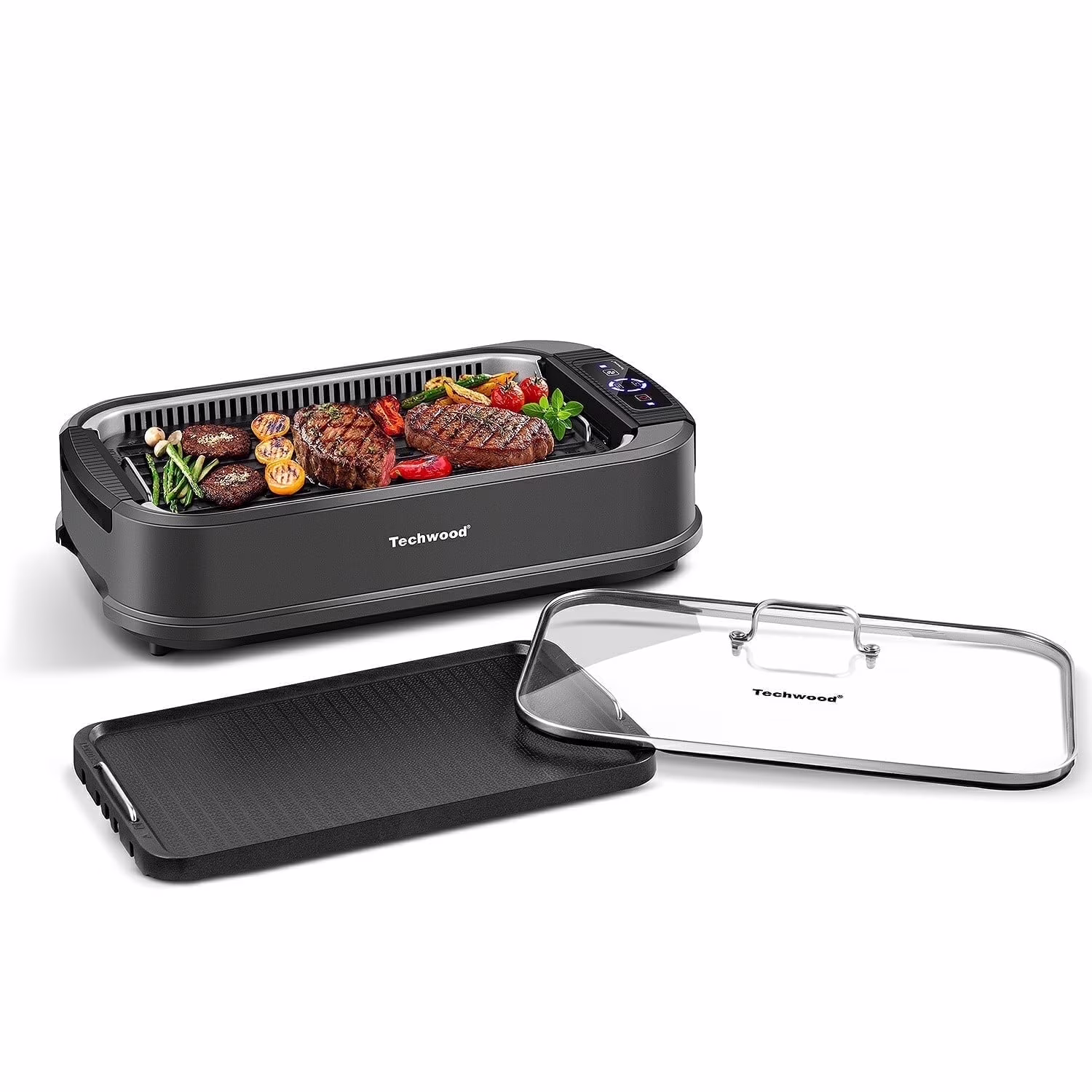 Techwood Indoor Smokeless Grill, 1500W, Black, Electric Portable Korean BBQ Grill with Tempered Glass Lid - Image 11