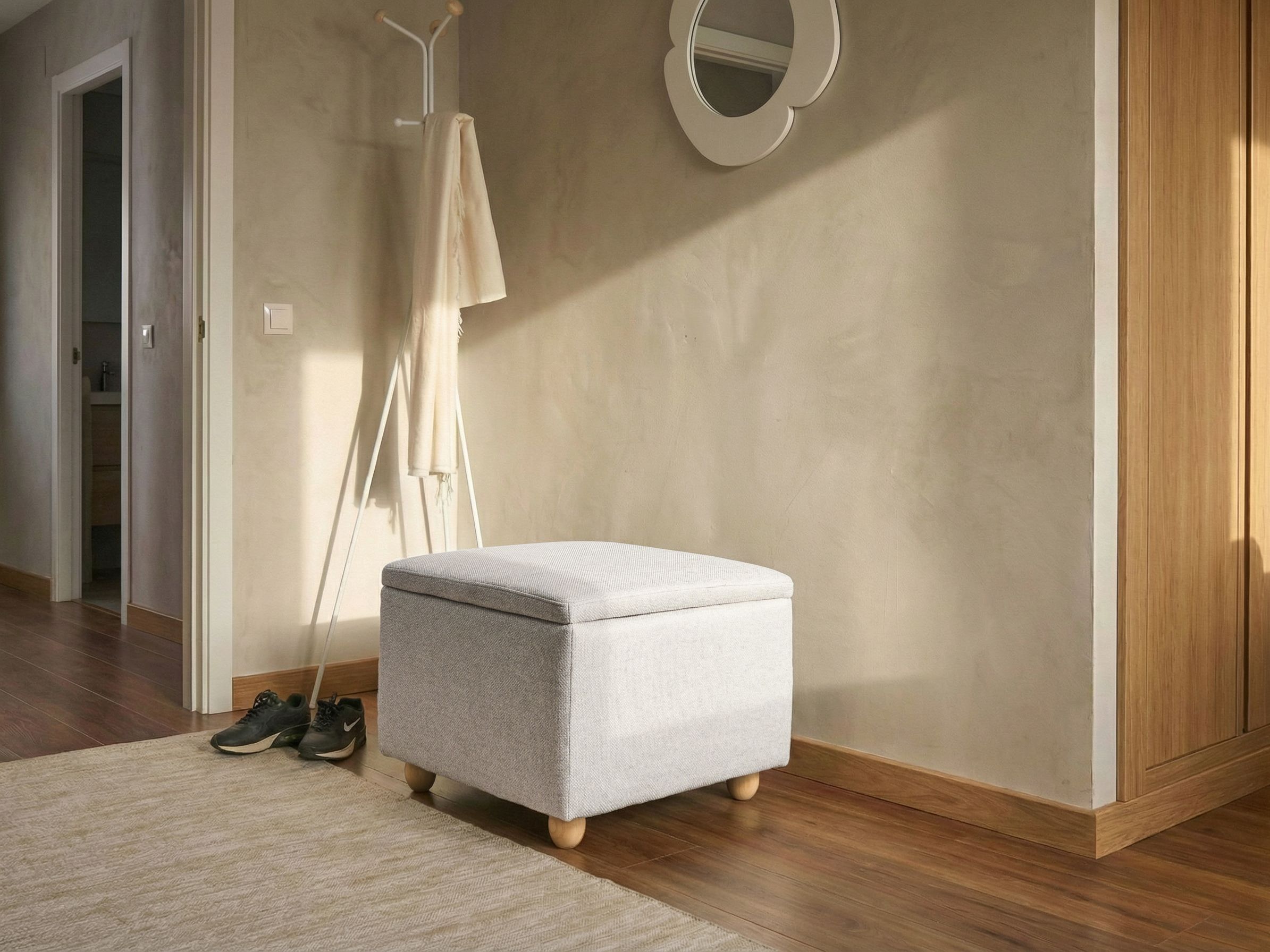 Storage Pouffe FERNDALE Fabric Light Grey
