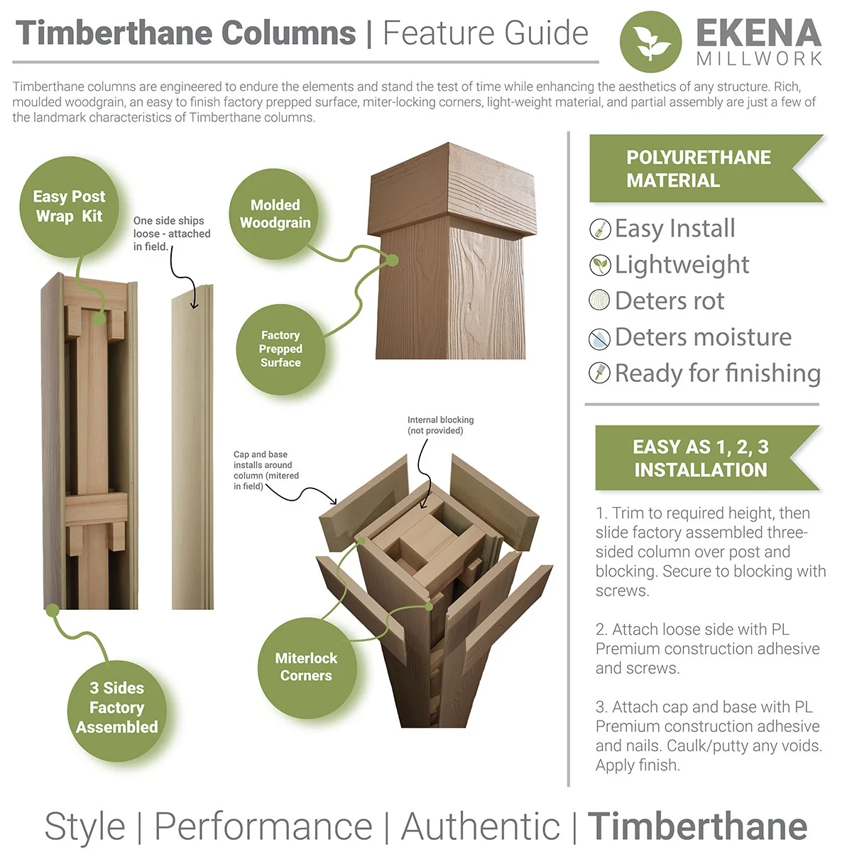 Ekena Millwork 6"W x 5'H Sand Blasted Endurathane Faux Wood Non-Tapered Square Column Wrap with Faux Iron Capital & Base - Image 76