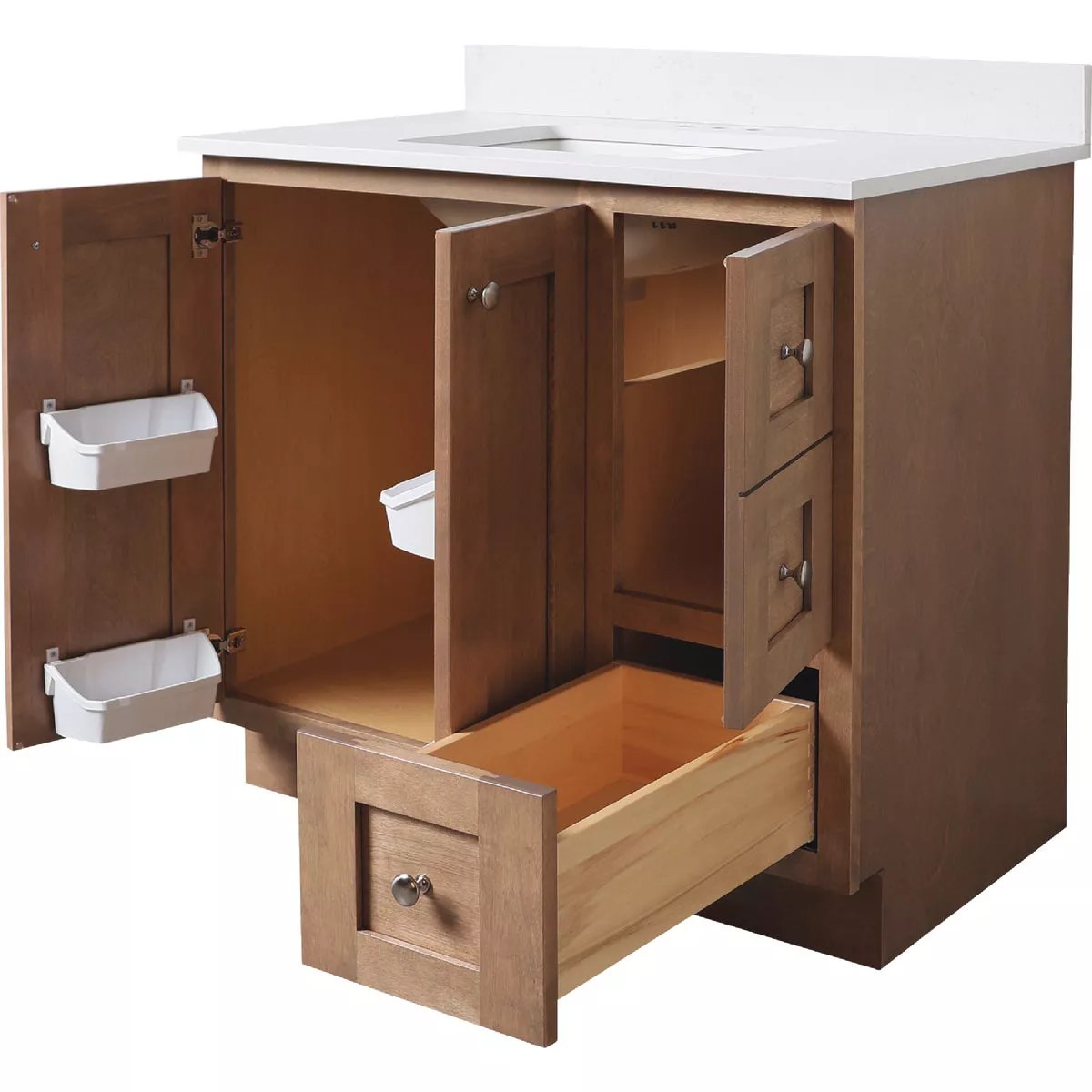 Bertch Storage Solutions 36 In. x 34-1/2 In. H x 21 In. D Driftwood Vanity Base without Top, 3 Door/1 Drawer