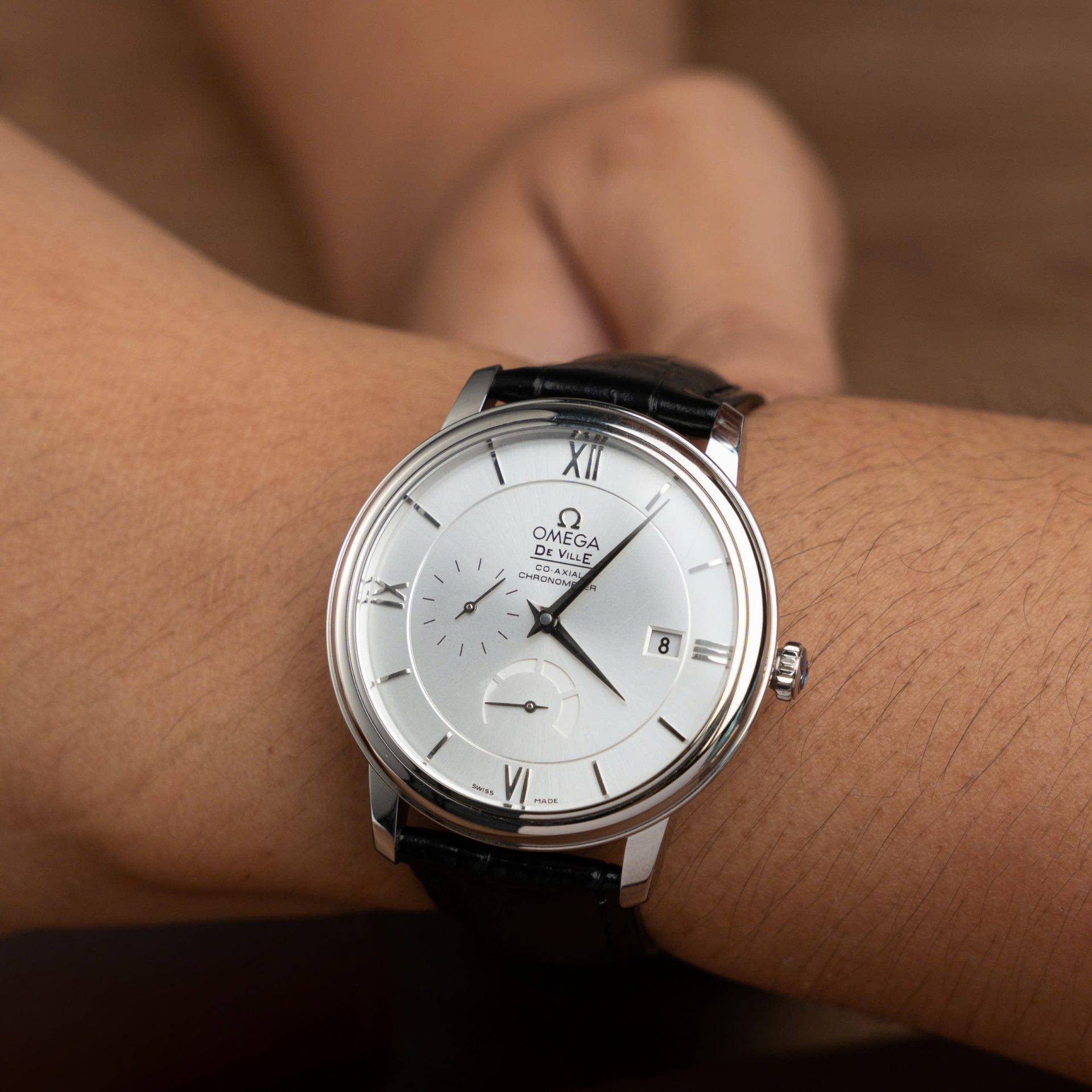 Omega De Ville Prestige Power Reserve Replica 11 Watches White Dial Leather Strap 39.5mm - Top club