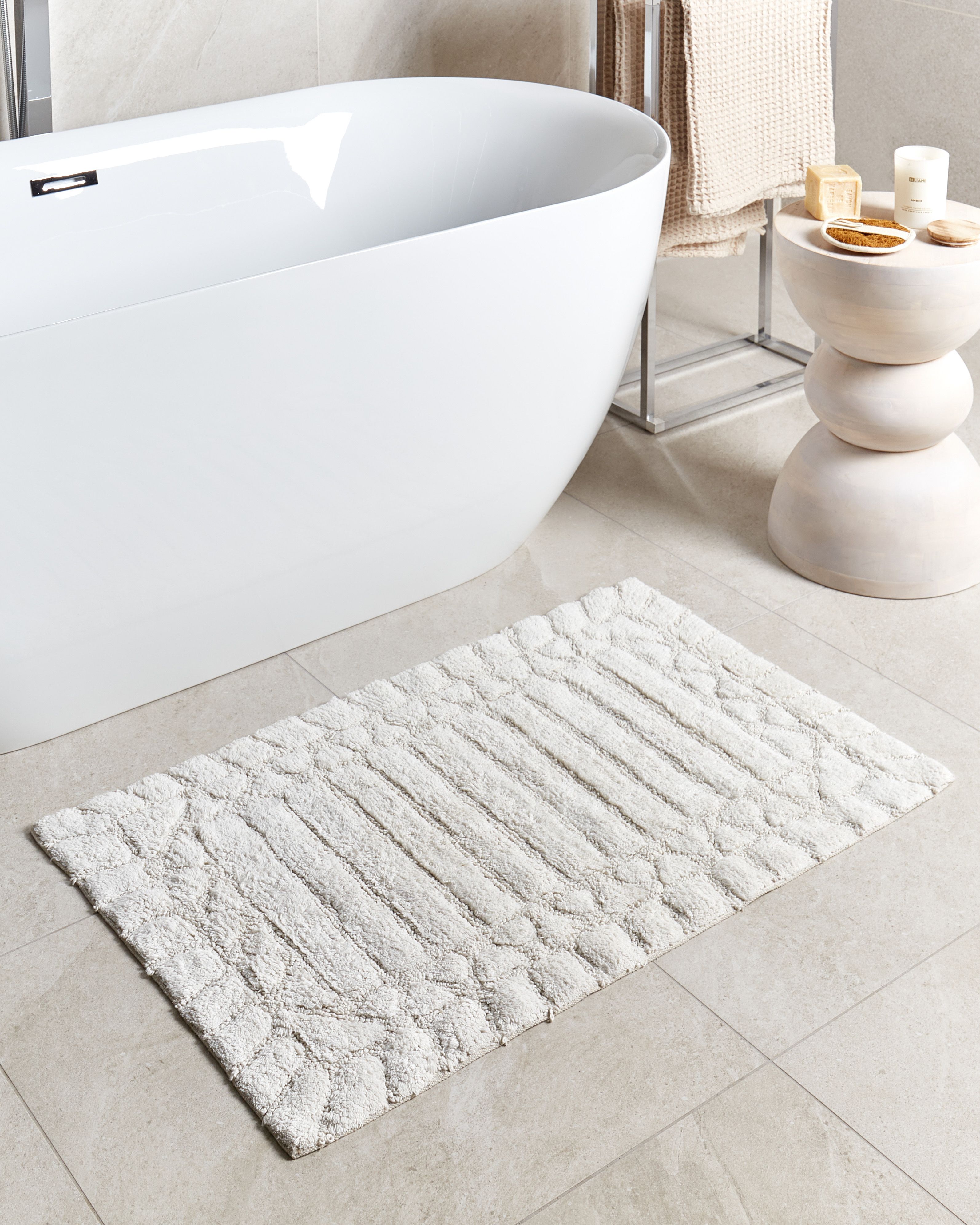 Bath Mat TEKKE Light Beige 60 x 90 cm Cotton