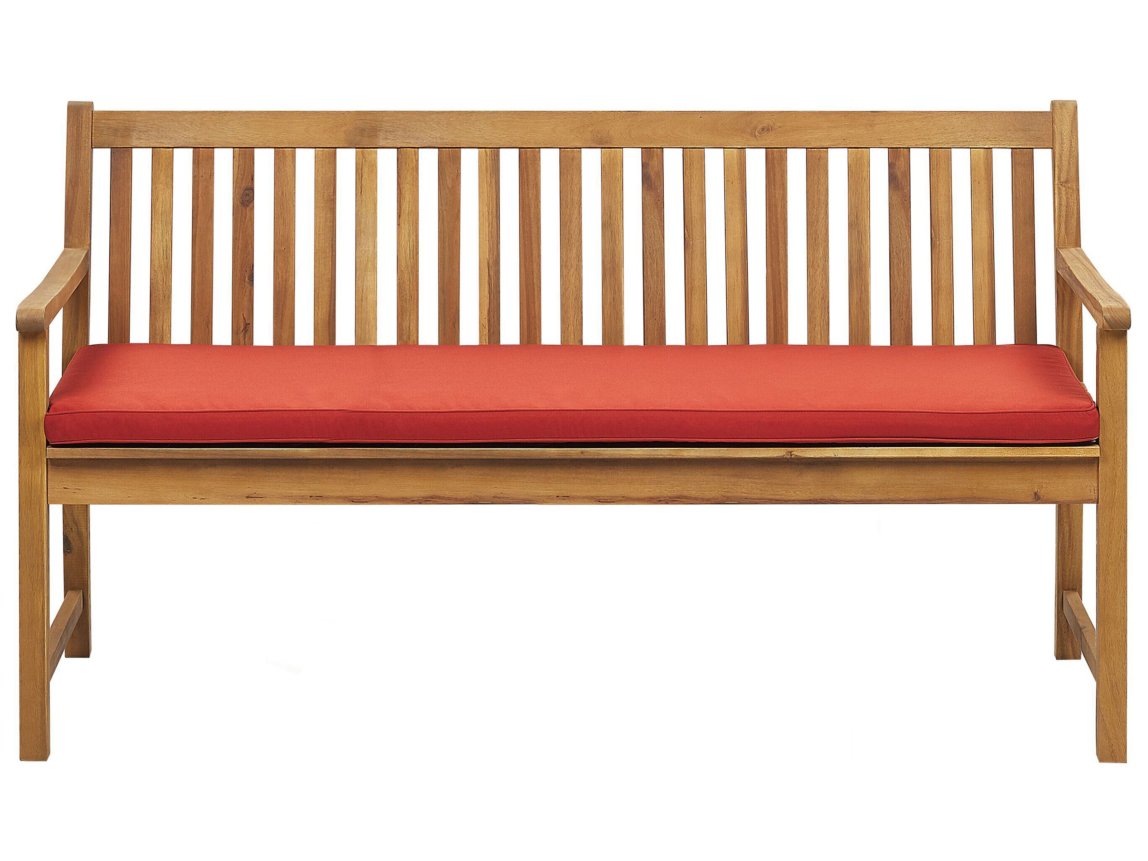 Garden Bench with Cushion VIVARA 160 cm Certified Acacia Wood Light Ash Wood Dark Red