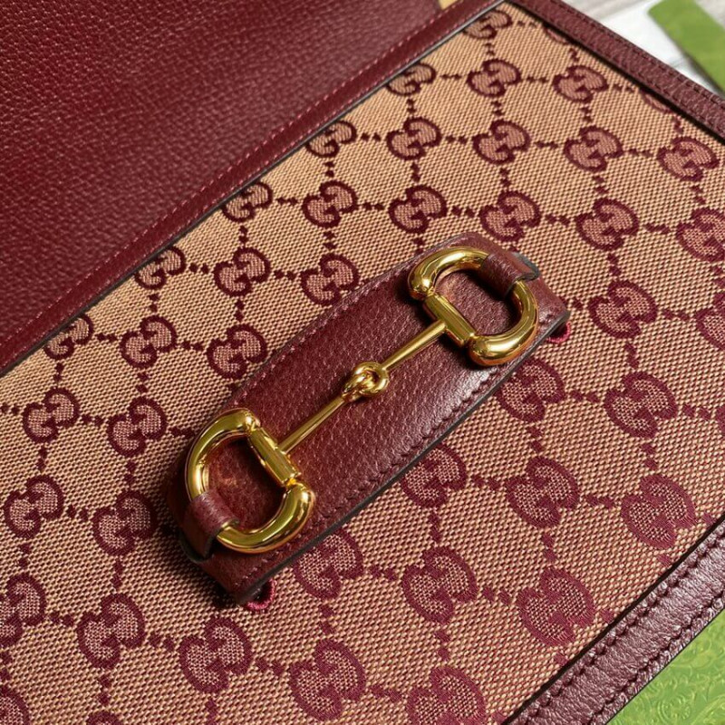 Replica Gucci Horsebit 1955 Small Bag 602204 In Burgundy Gg Canvas1:1High-quality replica