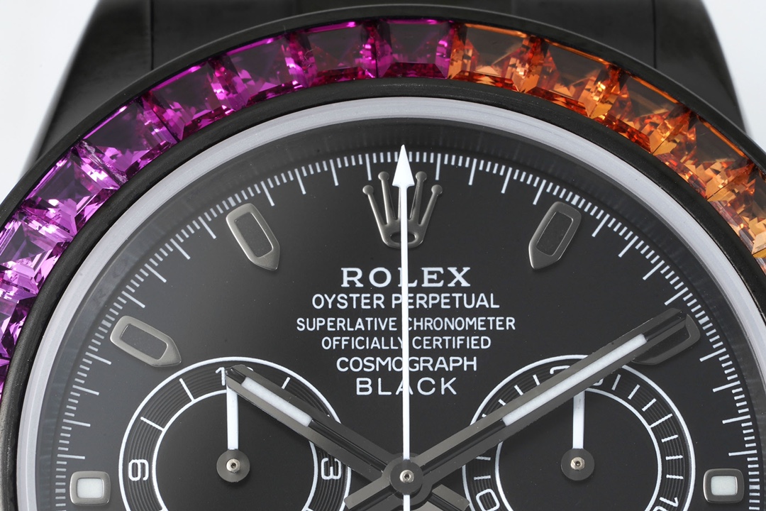 Rolex Daytona Blaken with Black DLC Coating - Modified Rainbow Diamond - Black(1:1 replica) - Top club