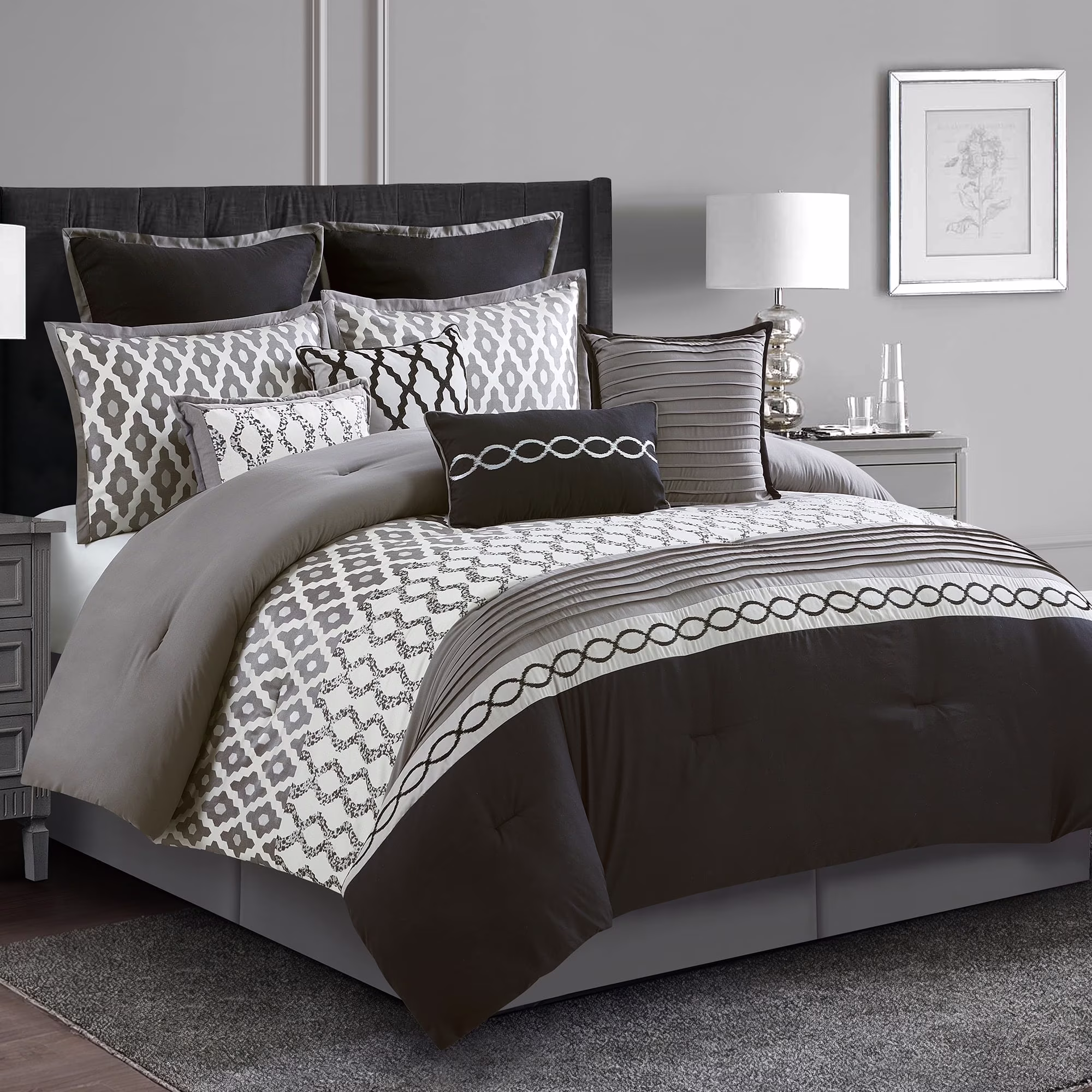 LANCO MODERN LIFESTYLE King Size Comforter Set, Burgundy, 10 Piece Bed in a Bag for All Seasons, Luxury Extreme Comfort Bedding Sets with Bedskirt, Pillow Shams, Euro Shams and Decor Pillows - Image 14