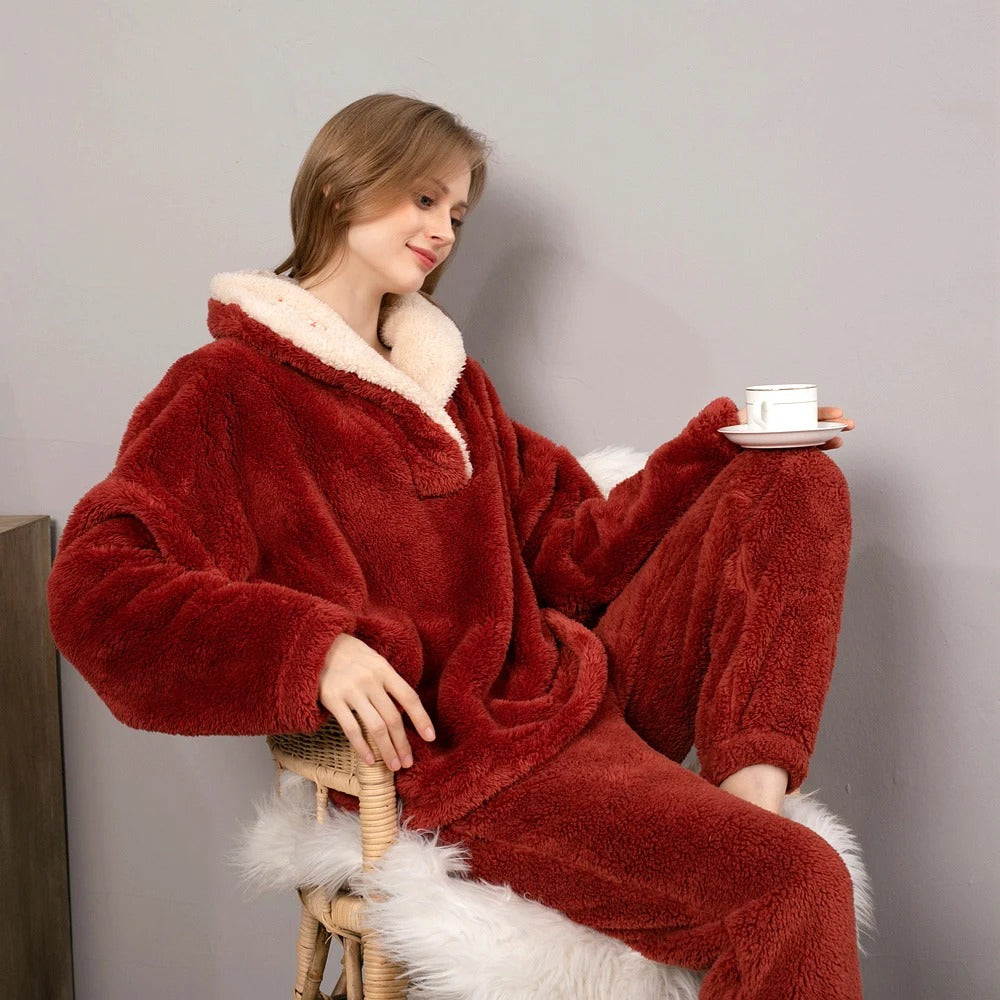 CozyFleece - Zachte 2-Delige Loungewear Set - Gezellige Dames Pyjama voor Ontspannen Dagen
