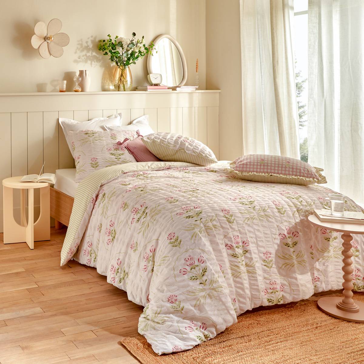 "Rose Blossom" Bedding Set White, 240x220 cm