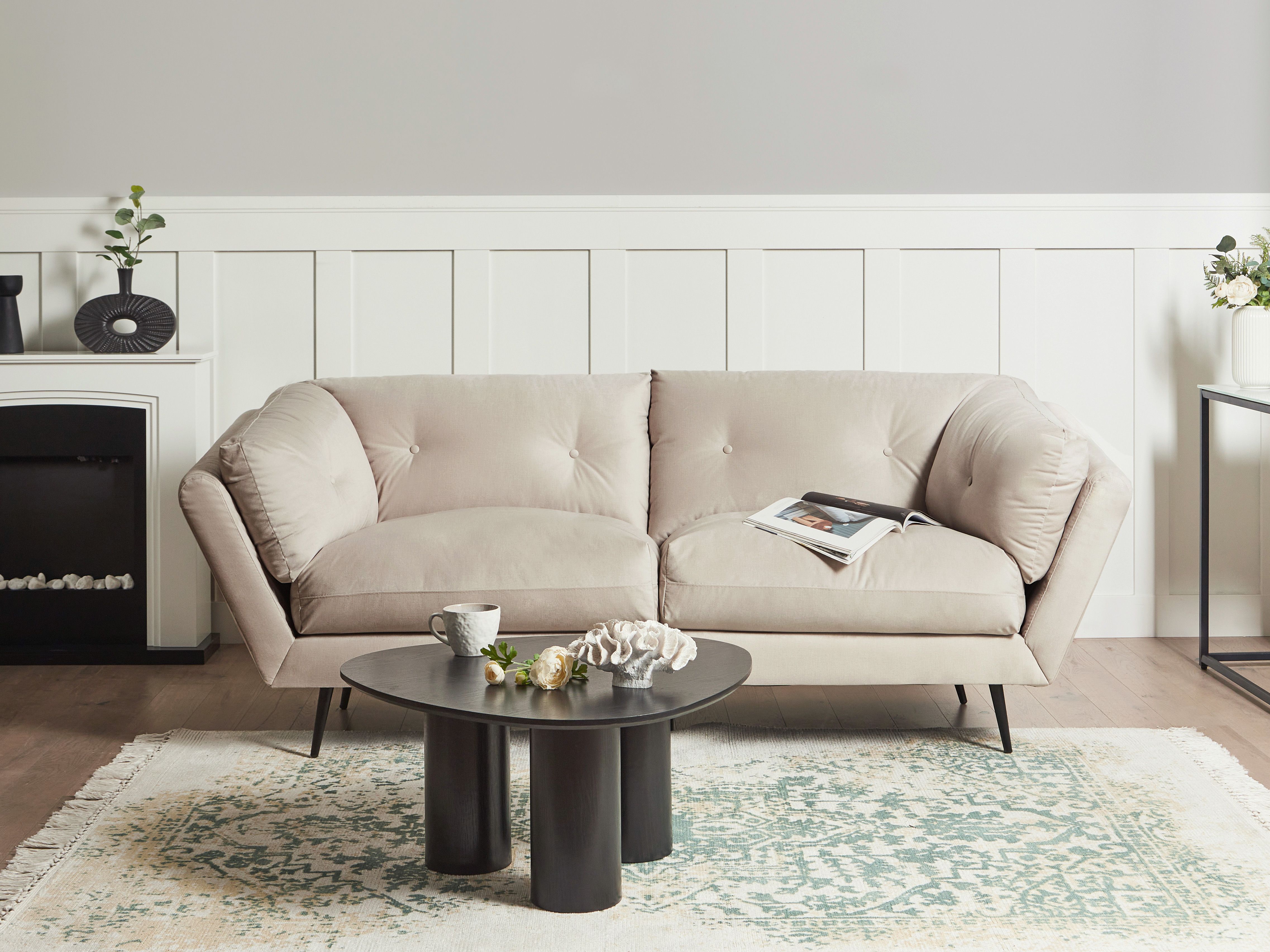 Sofa 3 Seater LENVIK Velvet Beige