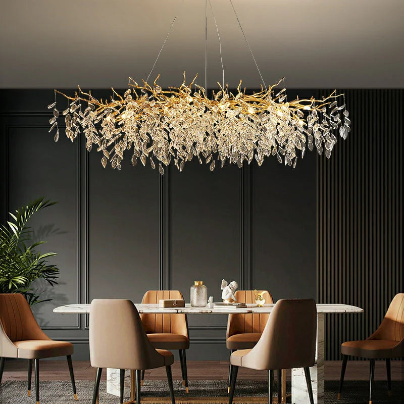 Glazen Kroonluchter Modern in Franse Stijl met LED Verlichting – Elegante Kristallen en Aluminium Structuur