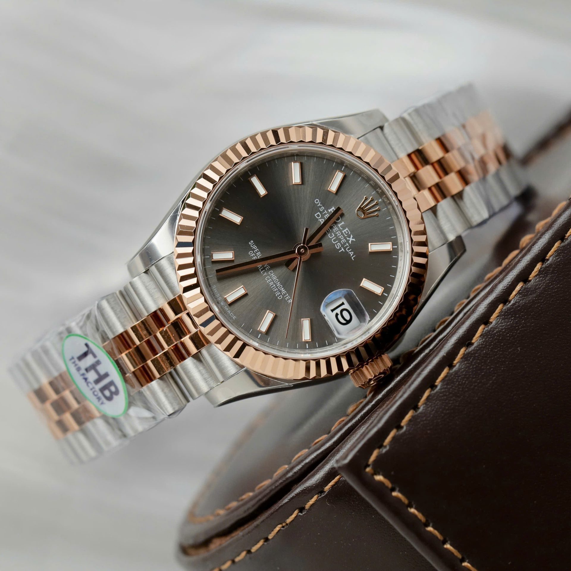 Rolex DateJust Imitation Luxury Watches Gray Dial Jubilee Strap THB Factory 31mm - Elite Watch Atelier