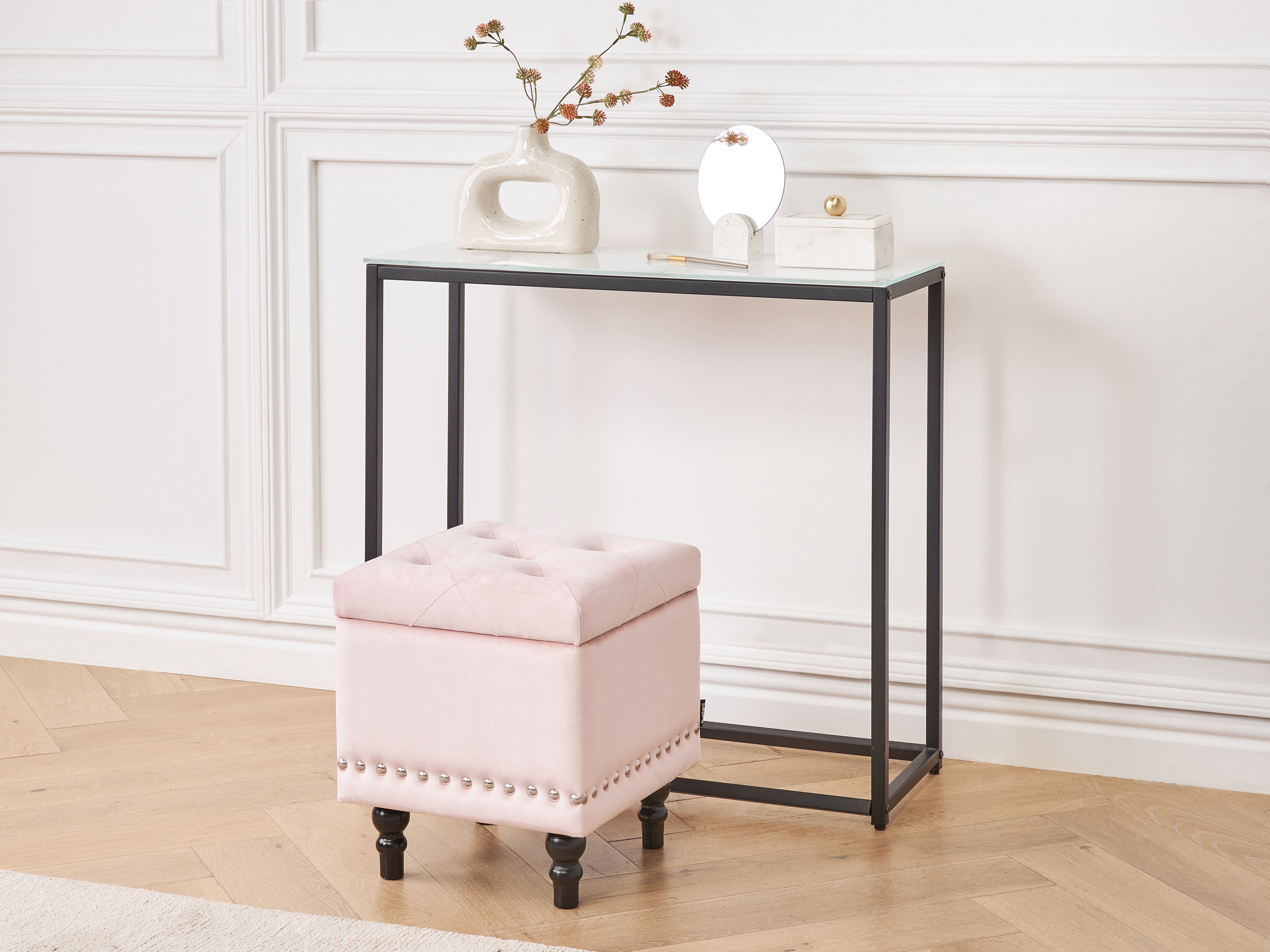 Storage Pouffe LORETTO Velvet Pastel Pink